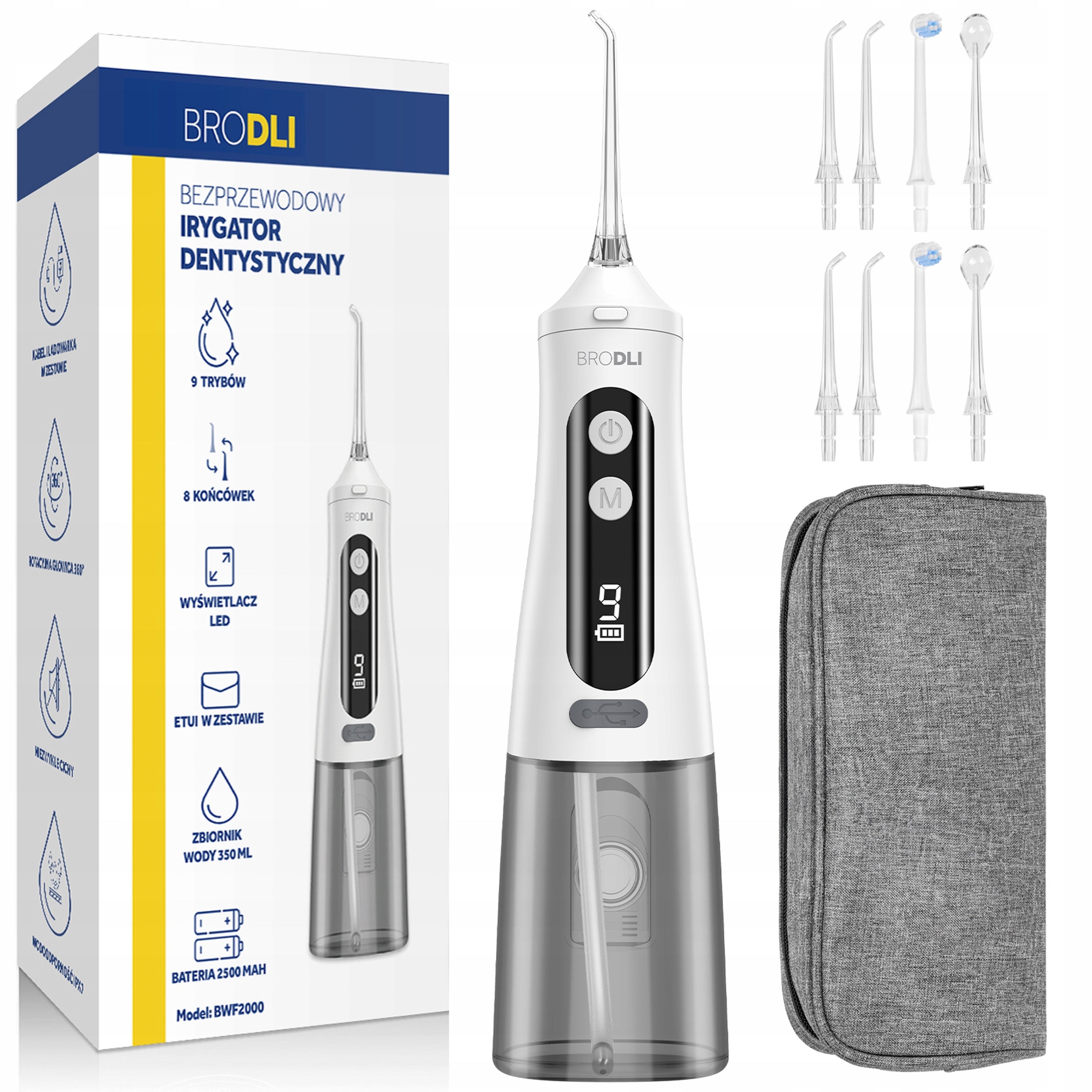 DENTAL IRRIGATOR WIRELESS 9 MODES CASE 5 TOOTH TIPS