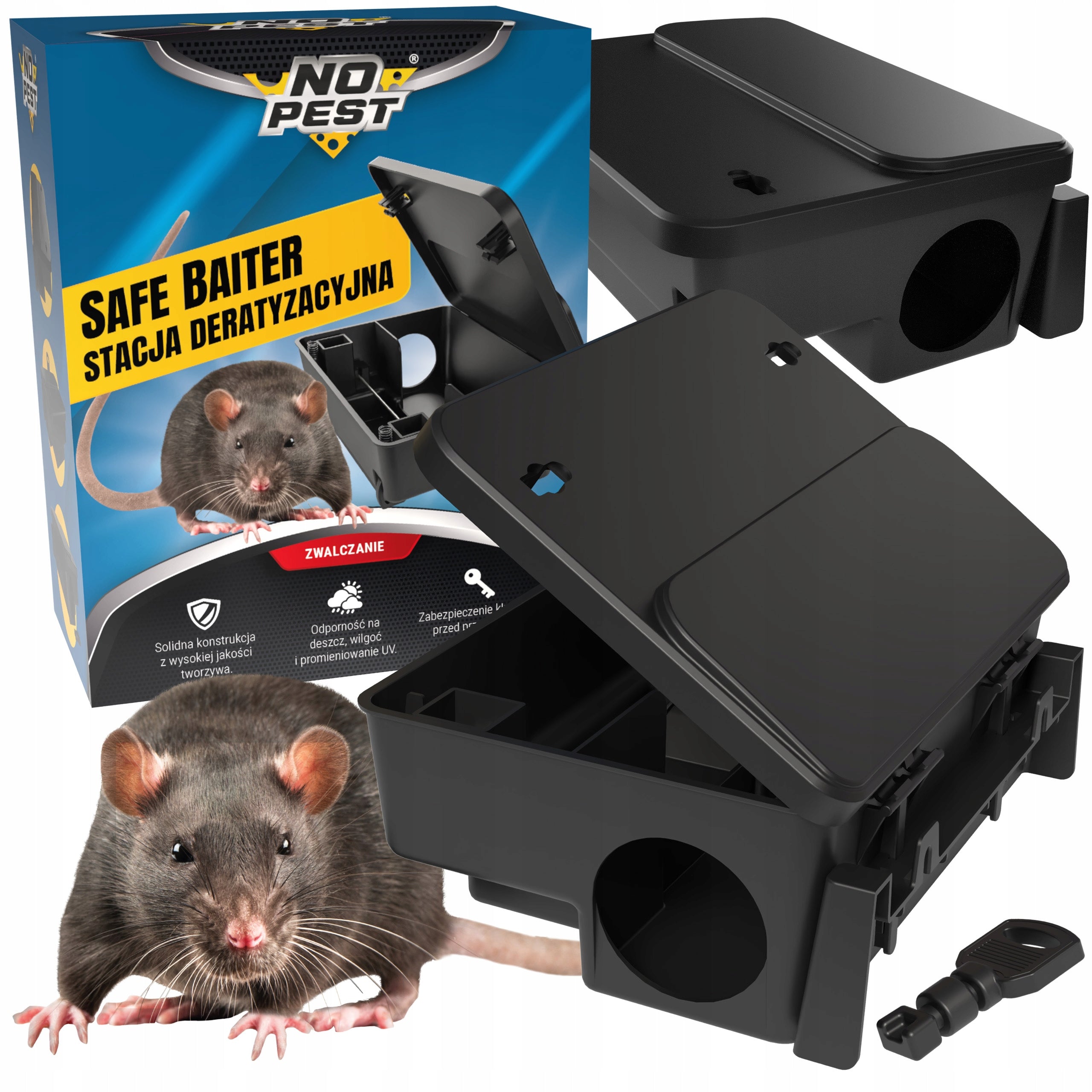 DERATIZATION STATION MOUSE POISON FEEDER RATS NO PEST + KEY