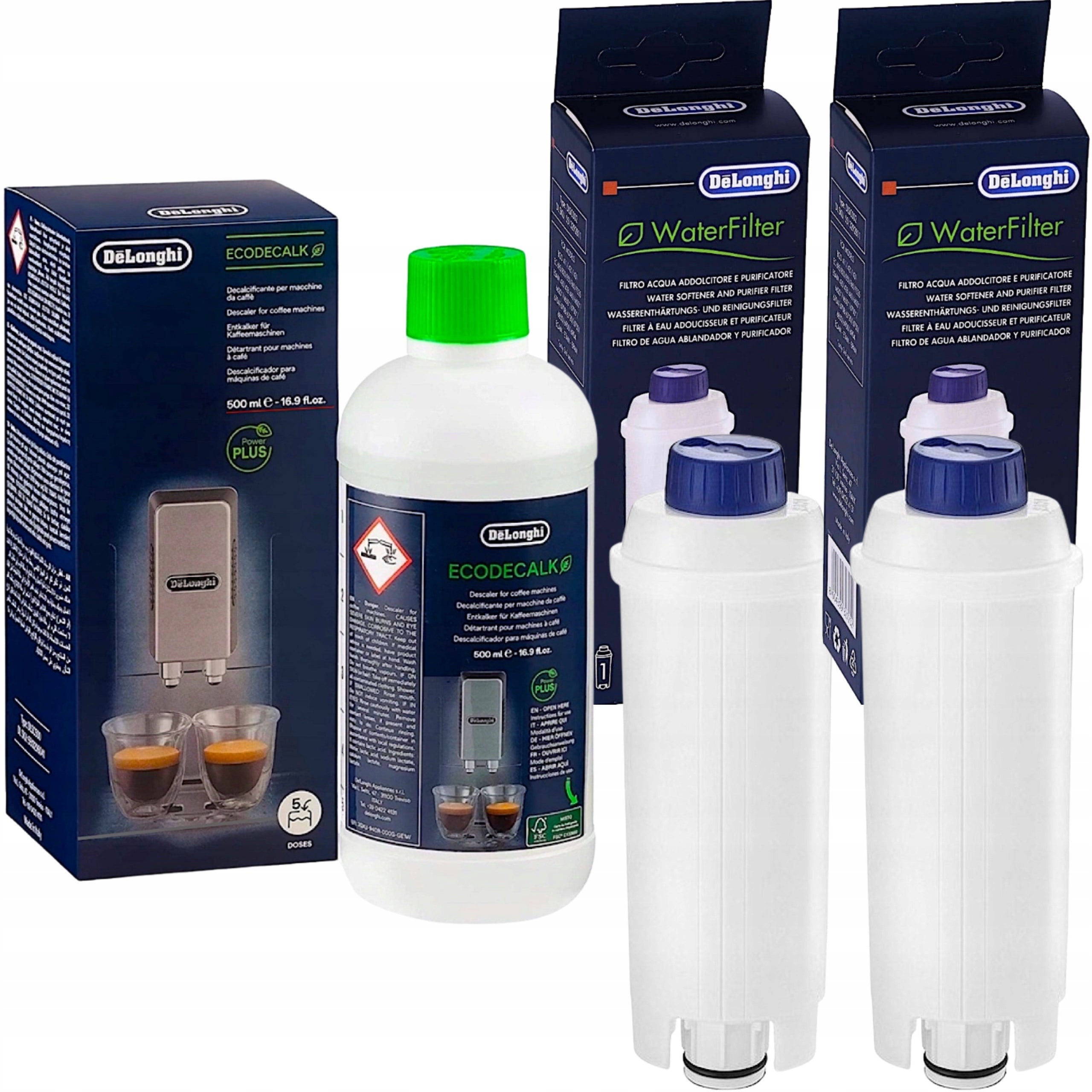DESCALER 500ml + 2x DElonghi EXPRESS FILTER SER3017 DLS C002 ORIGINAL