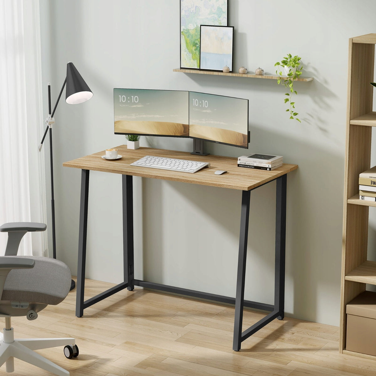 DESK 80 X 40 CM FOLDING COMPUTER SCHOOL SONOMA OAK , BLACK EAN (GTIN) 5907333735935