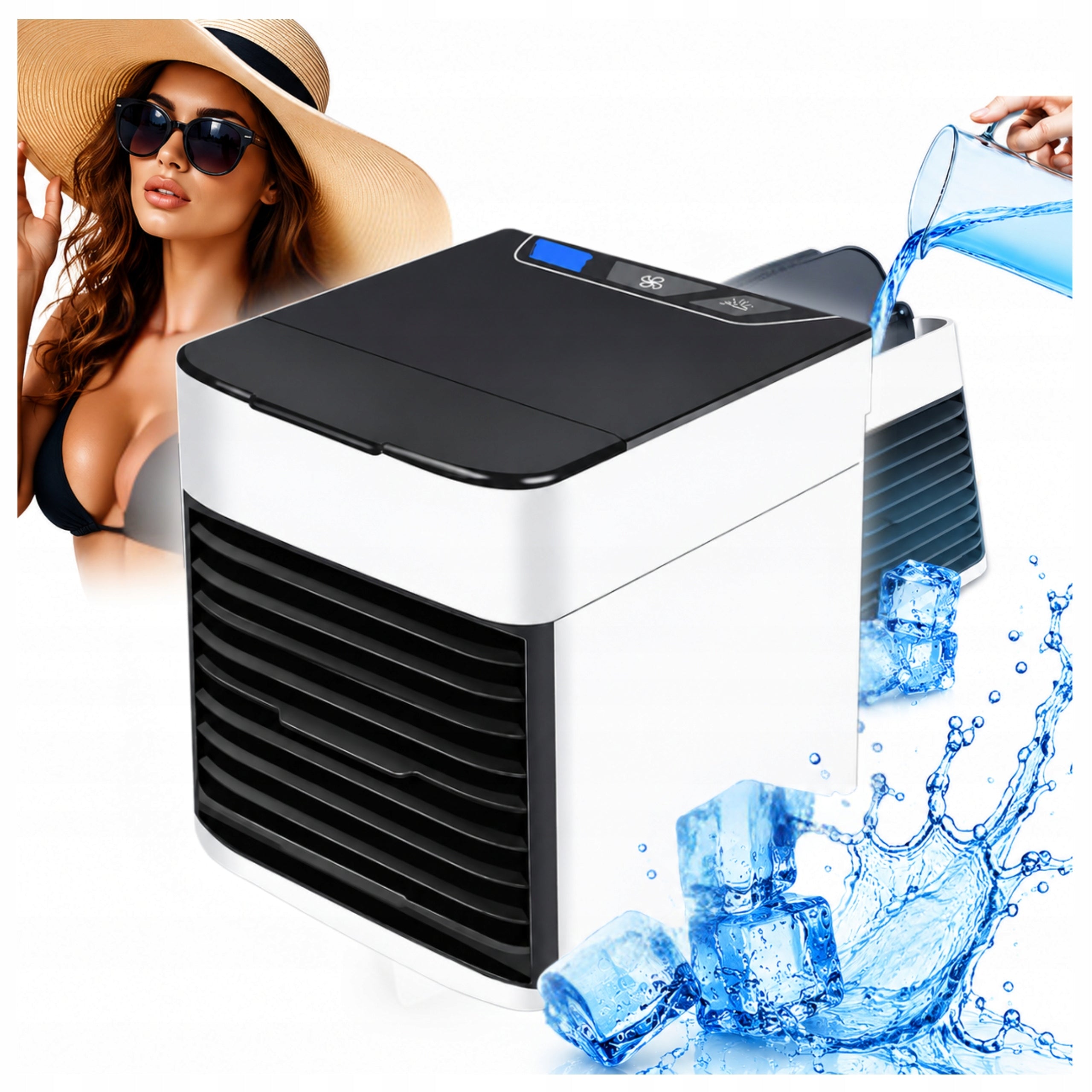 DESK AIR CONDITIONER WATER FAN ICE 3IN1 USB LED FAN+BAGS Model klimator przenośny wiatrak