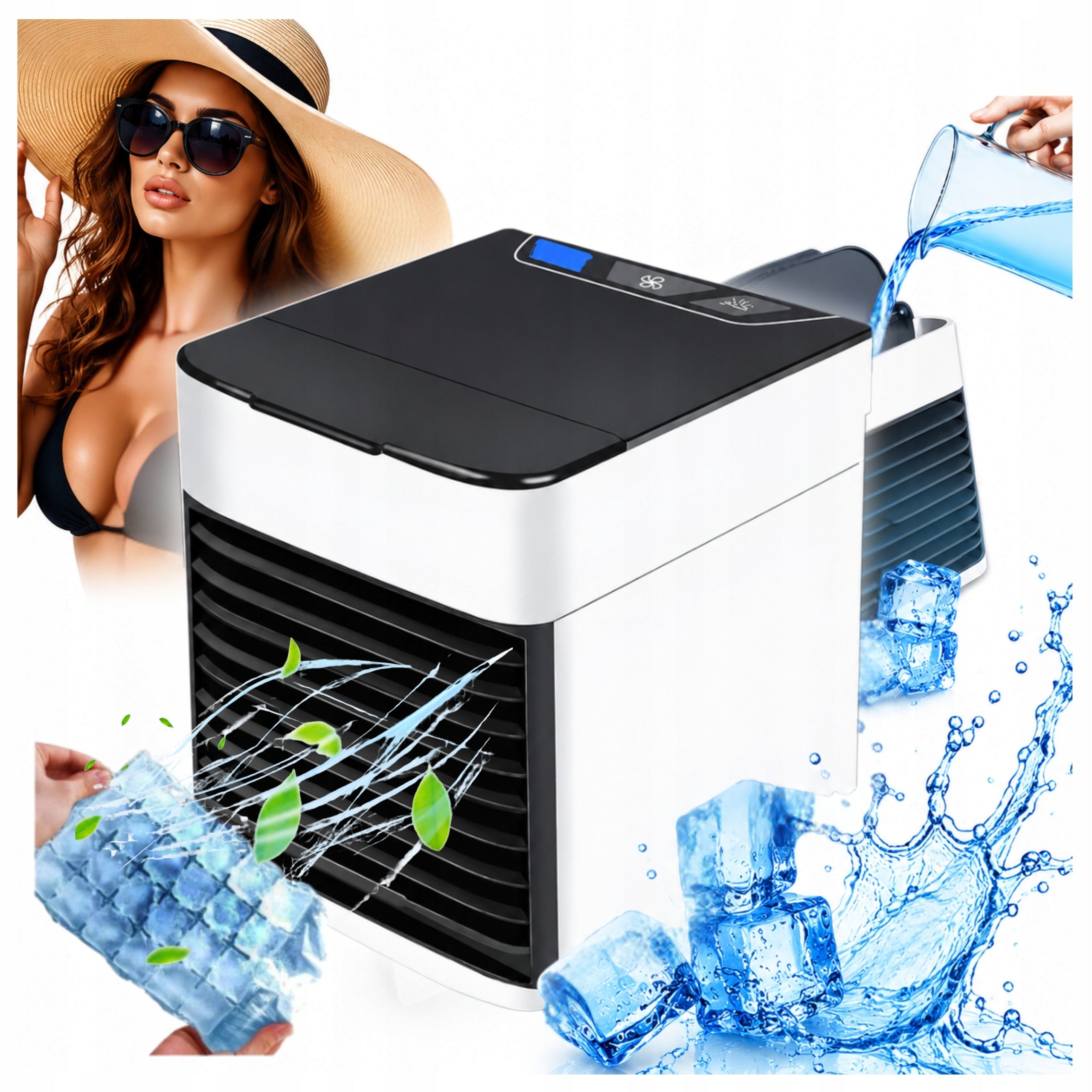 DESK AIR CONDITIONER WATER FAN ICE 3IN1 USB LED FAN+BAGS