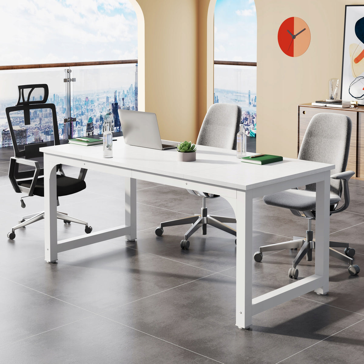 DESK COMPUTER TABLE, WRITING DESK, WHITE, 160CM Brand Tribesigns