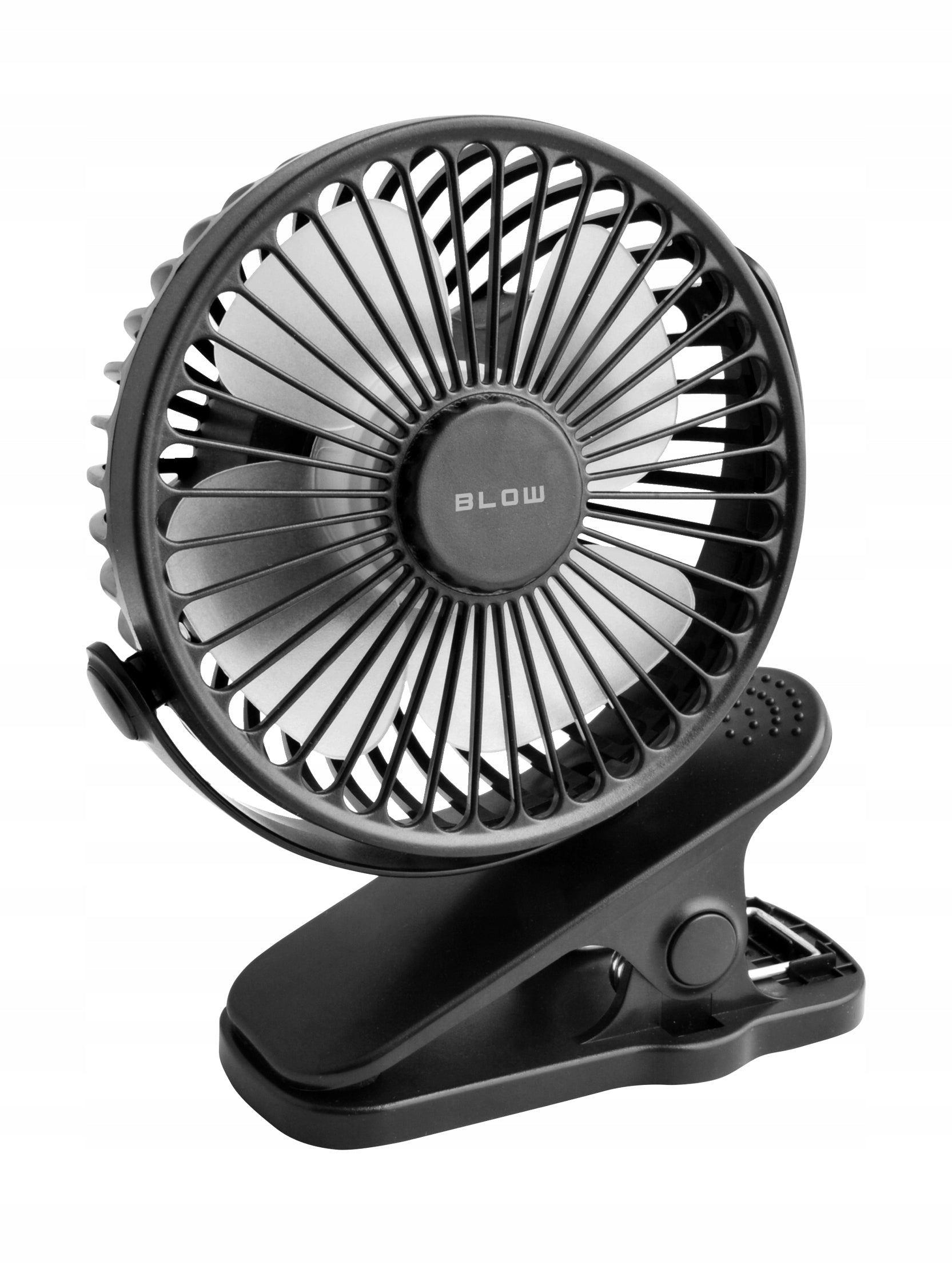 DESK FAN BLACK WITH CLIP USB QUIET PORTABLE BATTERY 3 MODES Model Wentylator biurkowy z klipsem