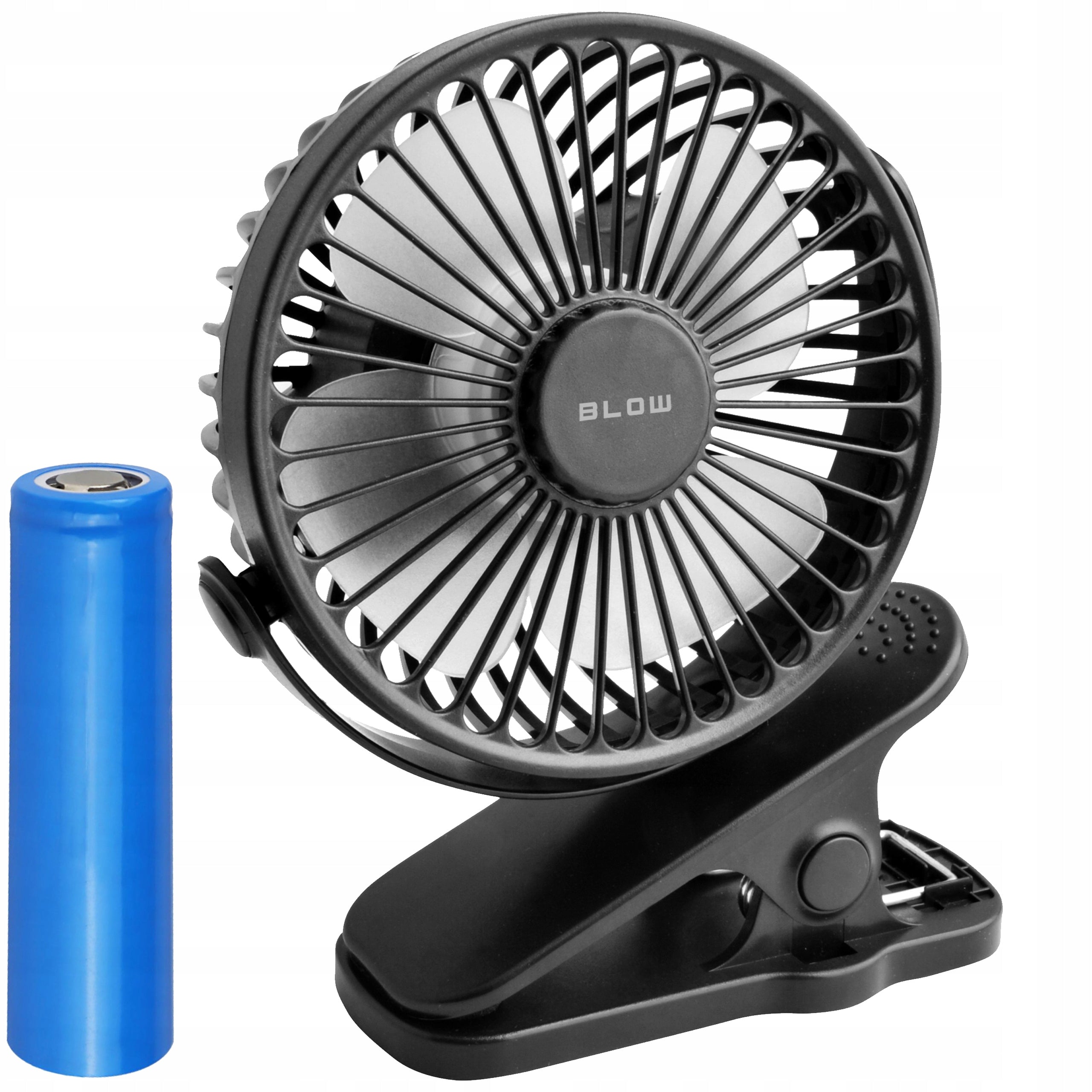 DESK FAN BLACK WITH CLIP USB QUIET PORTABLE BATTERY 3 MODES