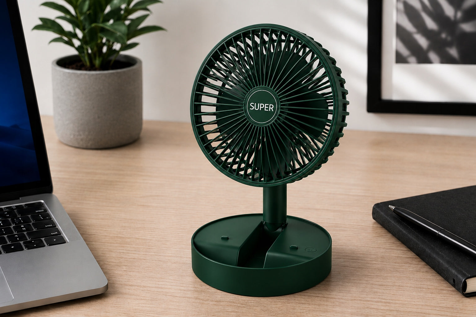 DESK FAN MINI WIRELESS FOLDING ADJUSTMENT Dominant color green