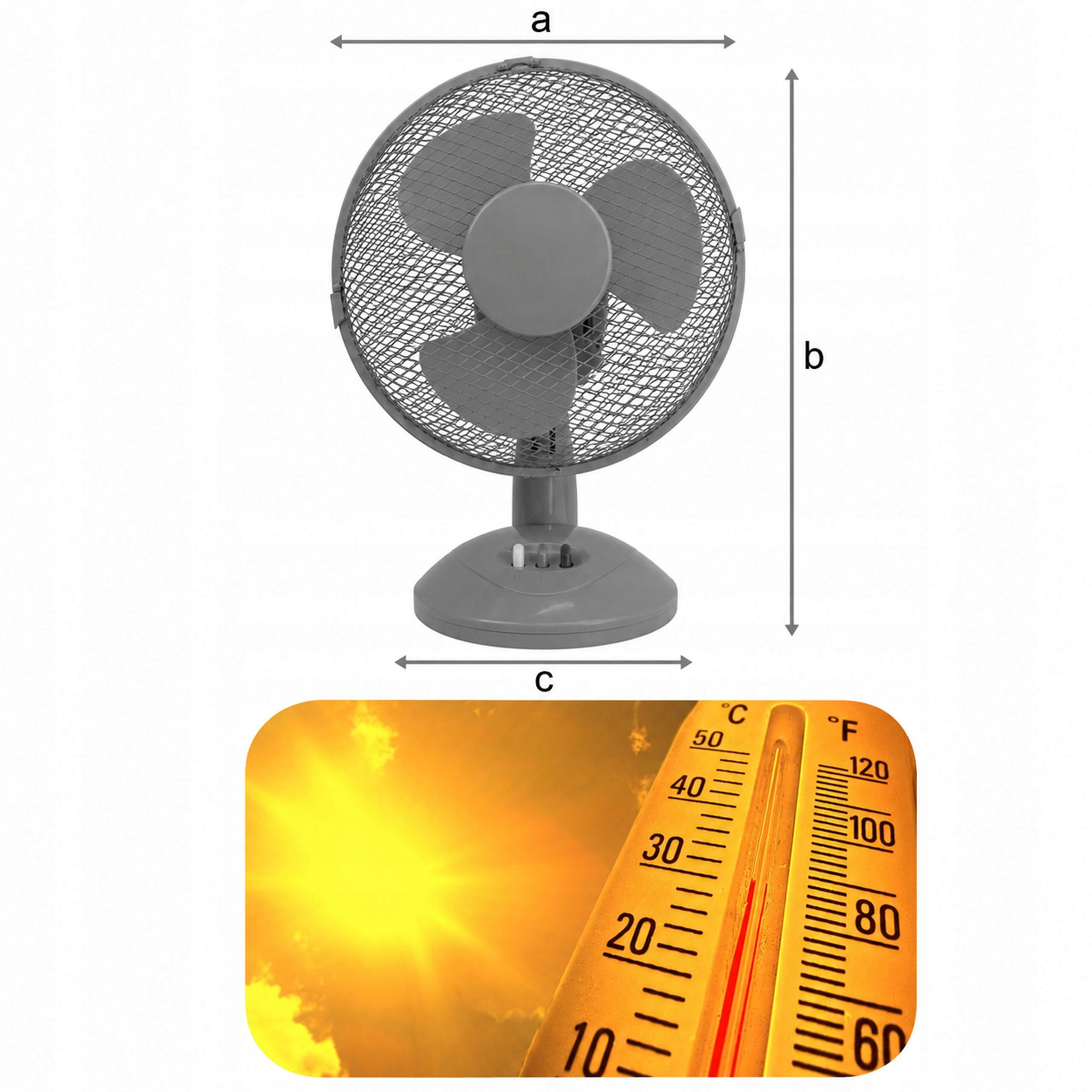 DESK FAN STANDING WINDMILL QUIET STRONG BLACK PROPELLER DIAMETER 23cm Medical device no