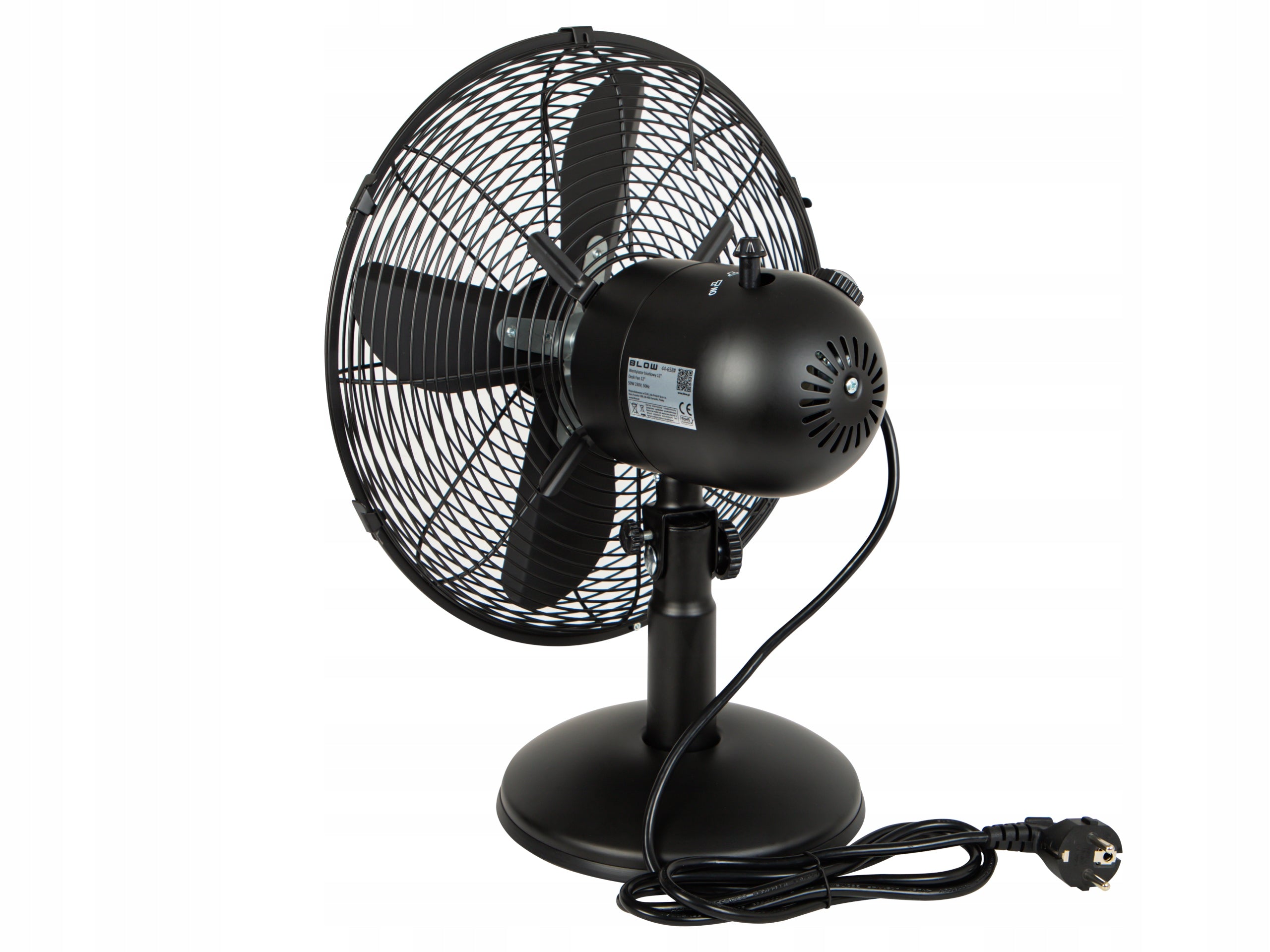 DESK FAN TABLE FAN STANDING METAL STRONG 50W QUIET 30CM Dominant color black