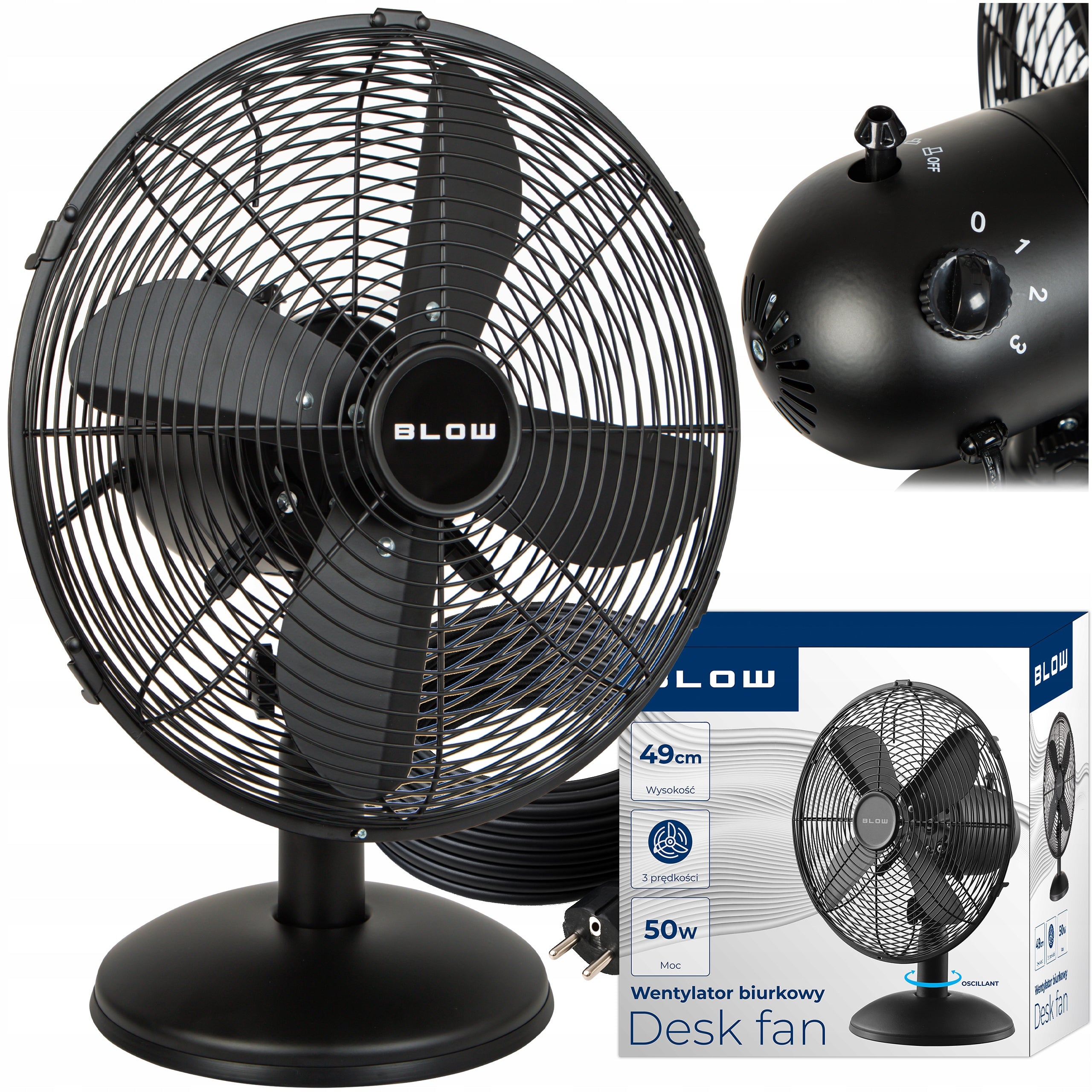 DESK FAN TABLE FAN STANDING METAL STRONG 50W QUIET 30CM
