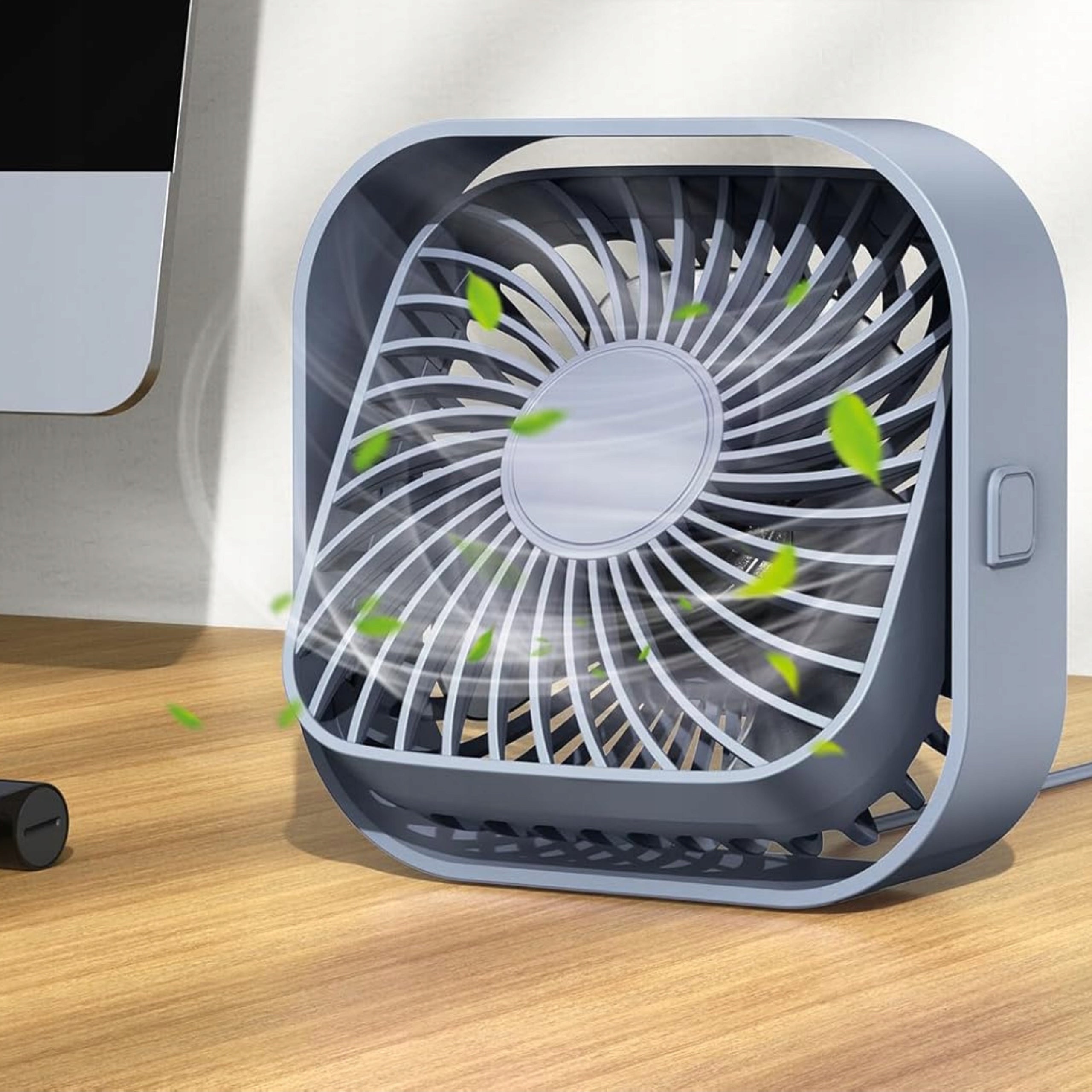 DESK FAN USB FAN 3 MODES QUIET COOLING ADJUSTABLE GREY Brand Aptel
