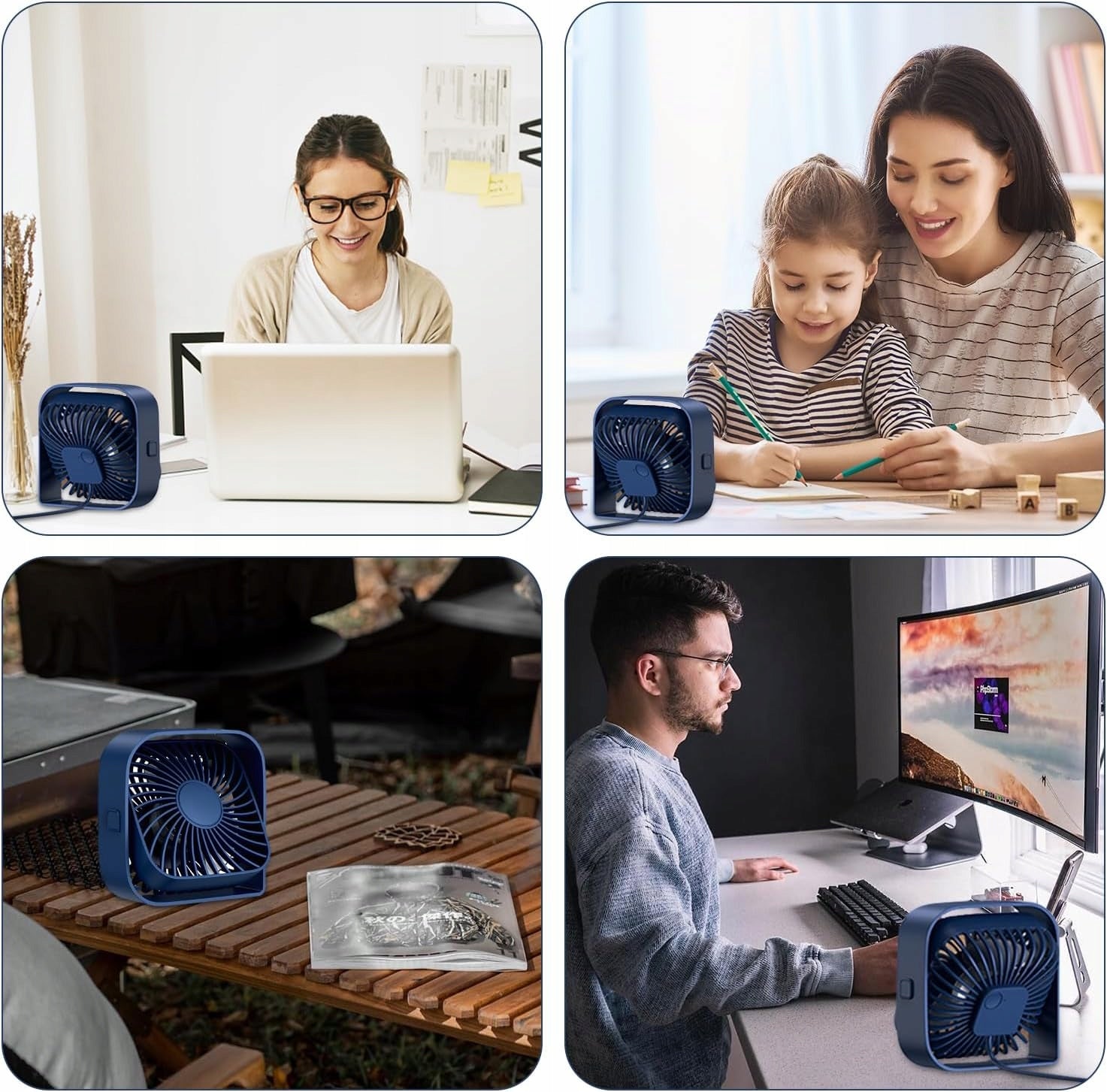 DESK FAN USB MINI FAN QUIET 3 MODES 360° FOR DESK Power supply USB