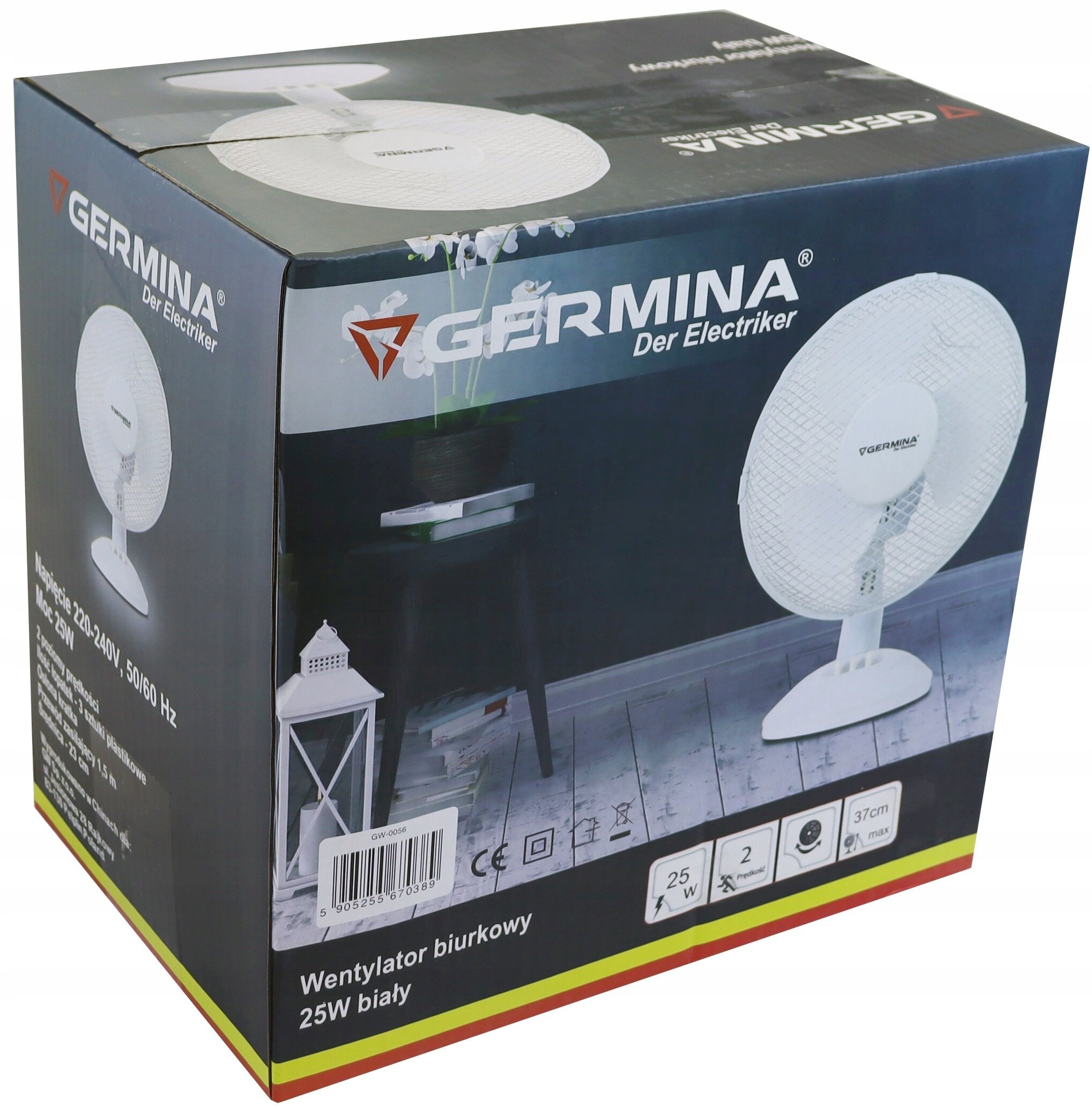 DESK FAN WINDMILL STANDING QUIET STRONG WHITE PROPELLER DIAMETER 23cm Model wentylgw0056
