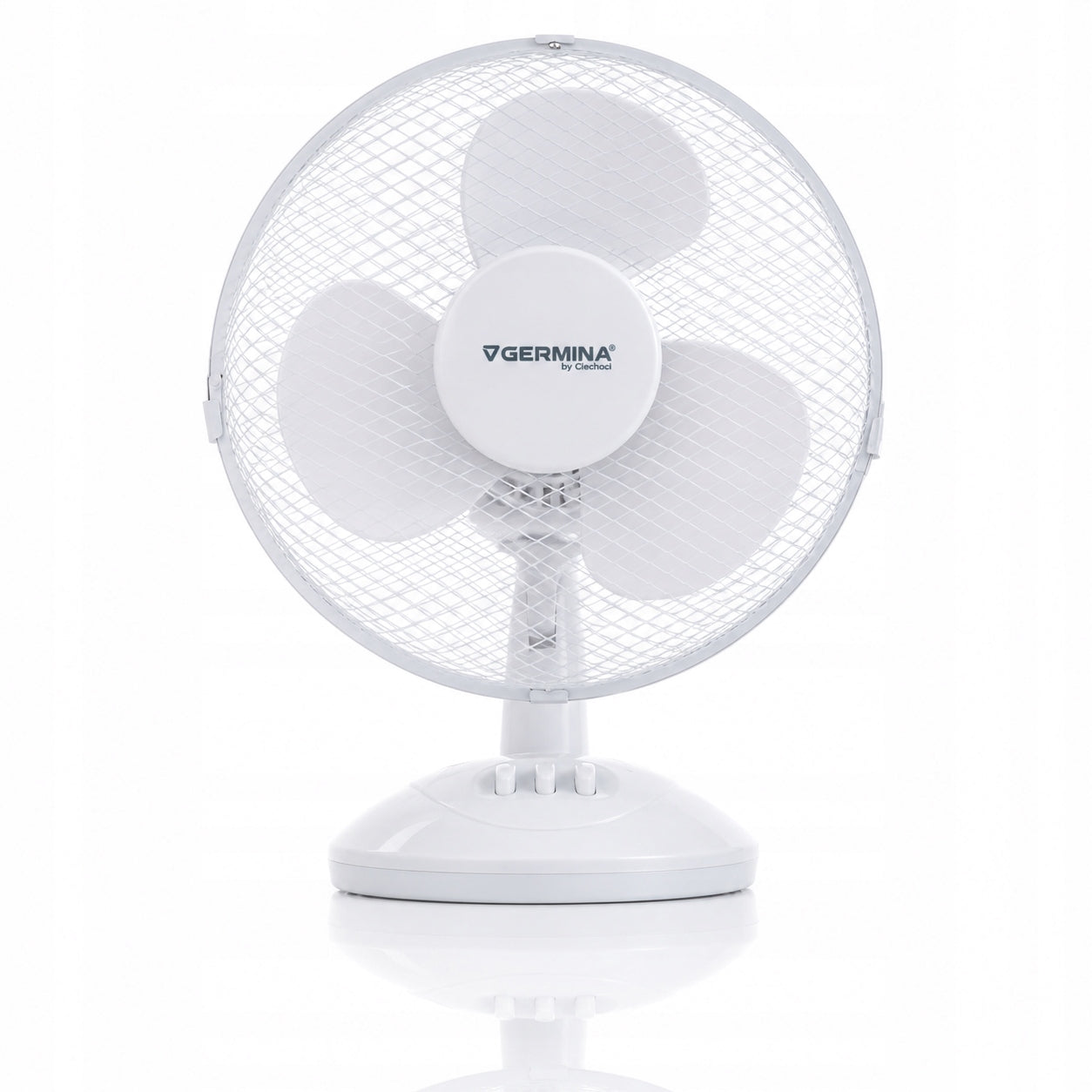DESK FAN WINDMILL STANDING QUIET STRONG WHITE PROPELLER DIAMETER 23cm Packaging status original