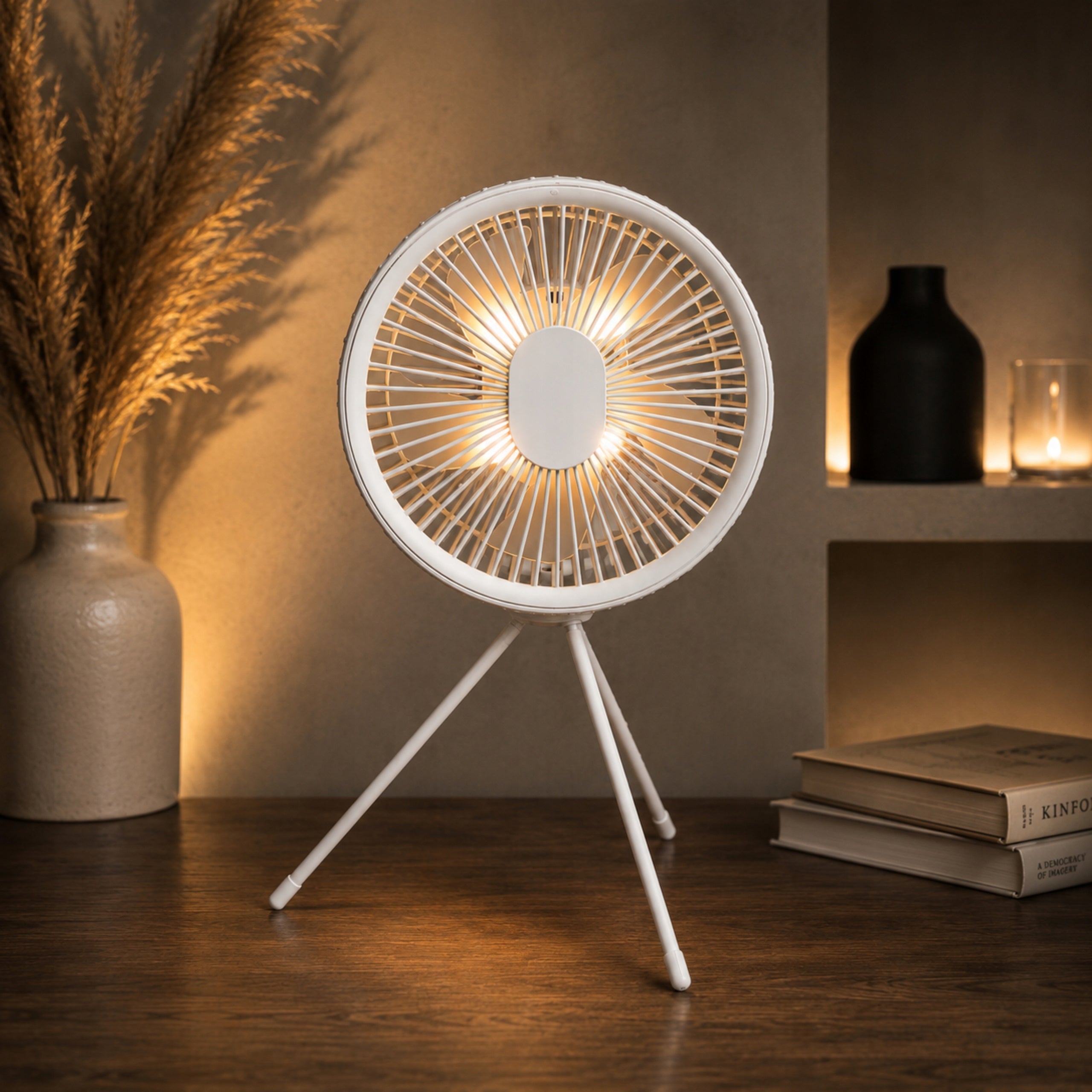 DESK FAN WIRELESS FAN USB REMOTE CONTROL CORDLESS QUIET LED Packaging status original