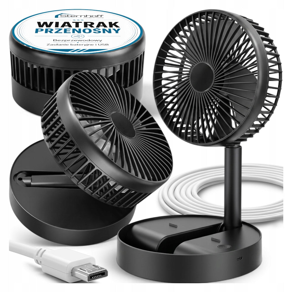 DESK FAN WIRELESS MINI WINDMILL STANDING USB BATTERY FOLDABLE