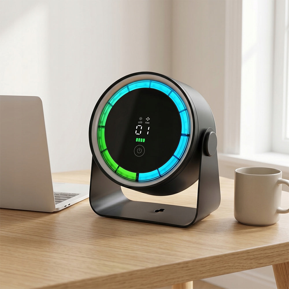 DESK FAN WITH ADJUSTABLE ANGLE 5 SPEED QUIET PORTABLE OPERATION Functions tilt angle adjustment