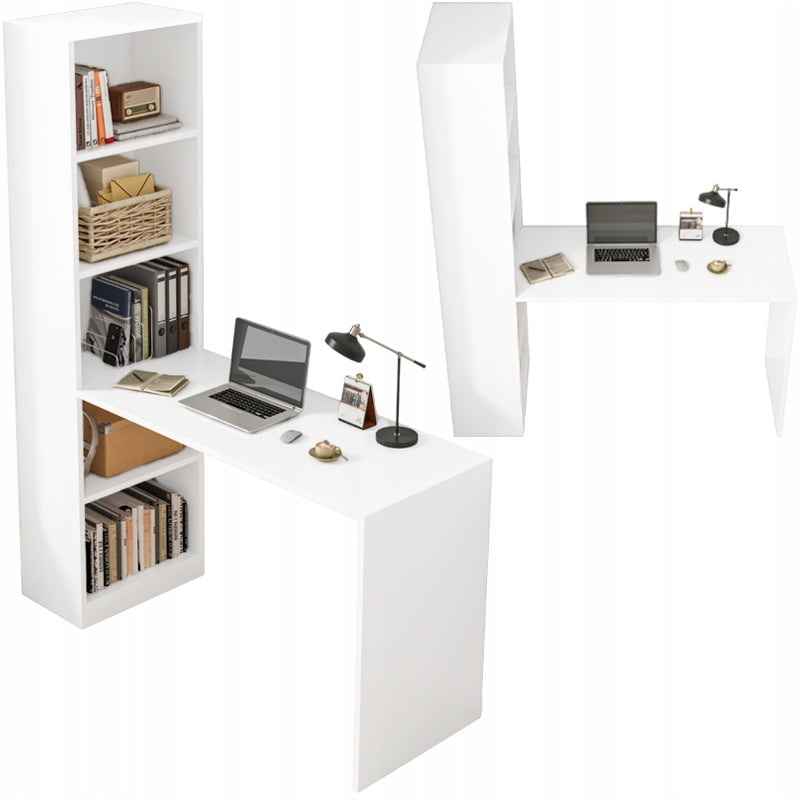DESK MODERN WHITE COMPUTER YOUTH SHELVES LOFT BOOKCASE 125 CM