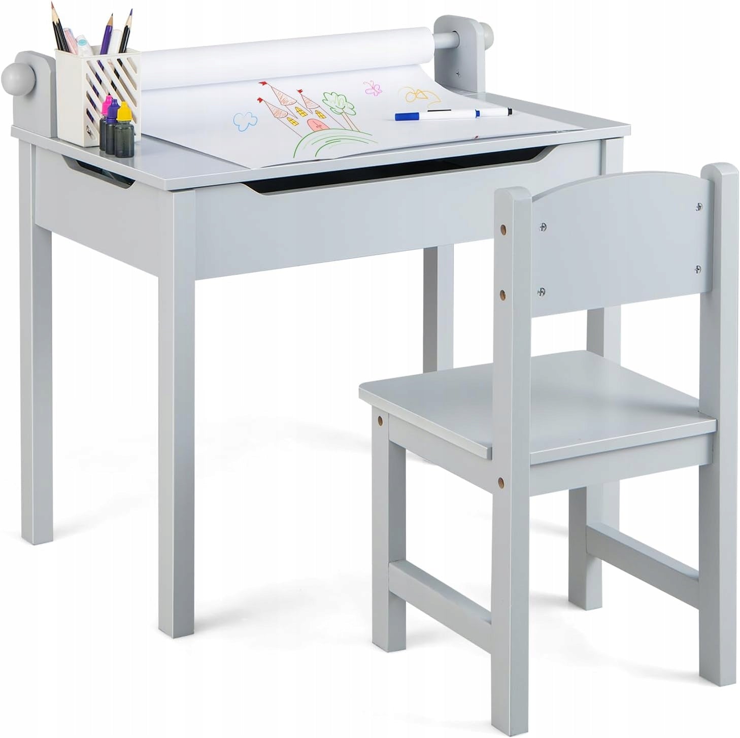 DESK WITH CHAIR STORAGE SMALL IDEAL FOR CHILDREN TO LEARN TO DEVELOP HOBBIES