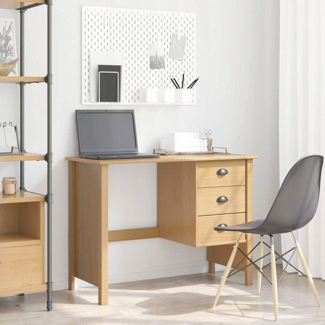 DESK WITH DRAWERS HONEY BROWN 100X45X74CM Packaging status original