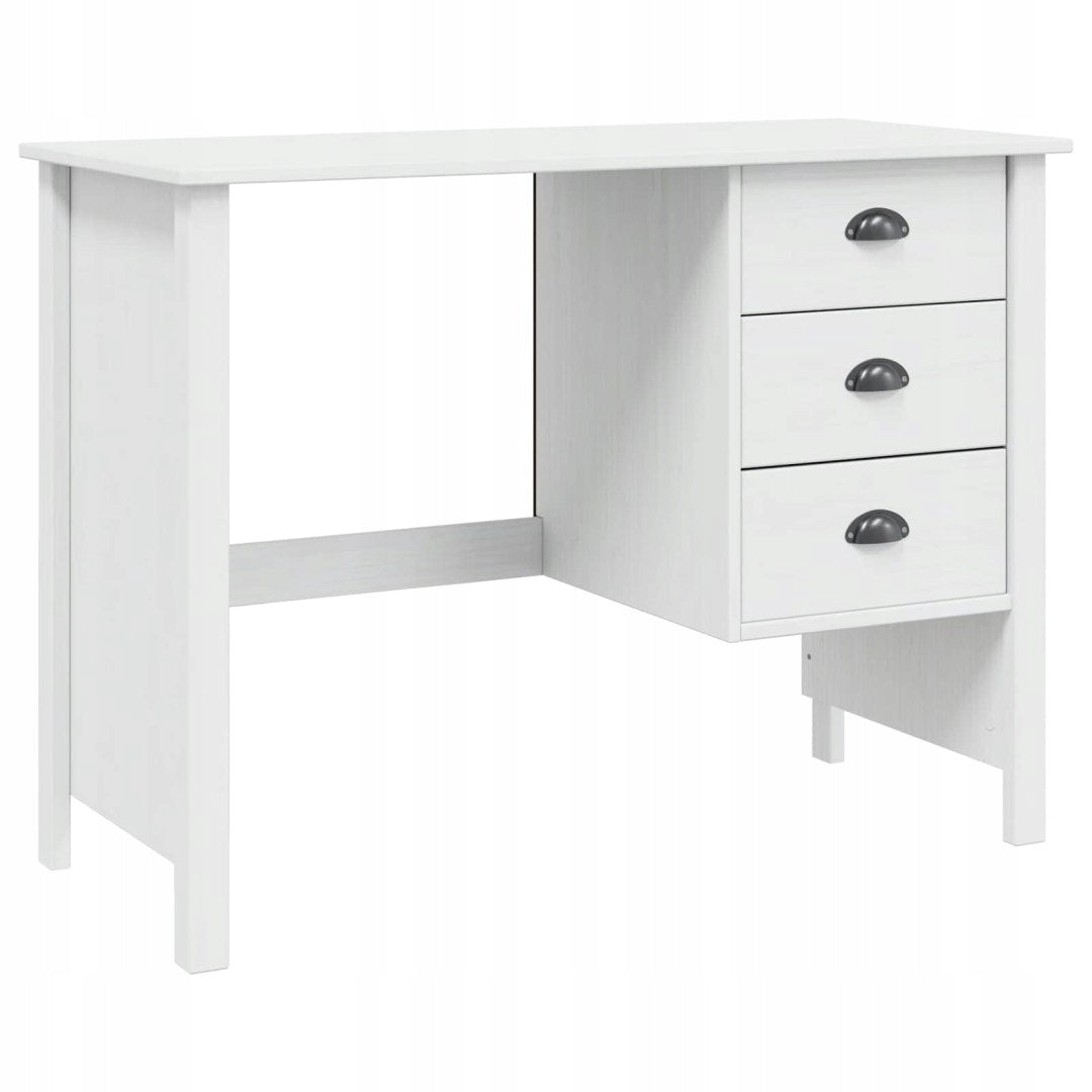 DESK WITH DRAWERS WHITE 100X45X74CM SOLID PINE WOOD Tabletop shape rectangular