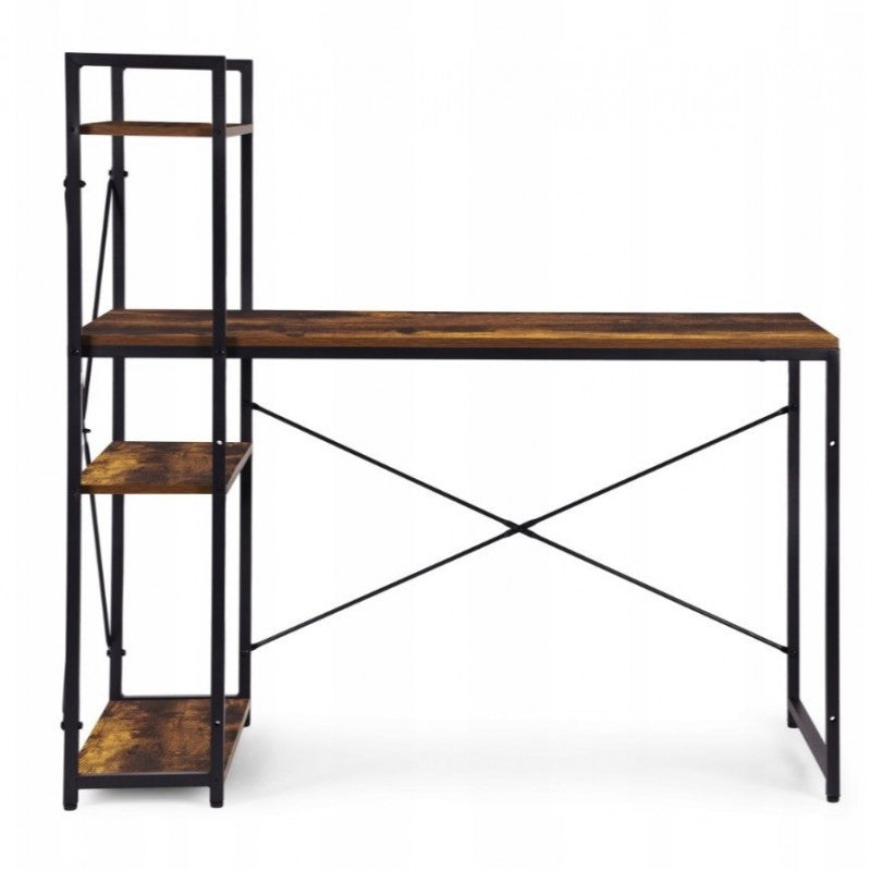 DESK WITH LOFT BOOKCASE FOR STUDIO OFFICE EXTENSION 3SHELVES ADJUSTABLE 120x60cm Brand Ecarla