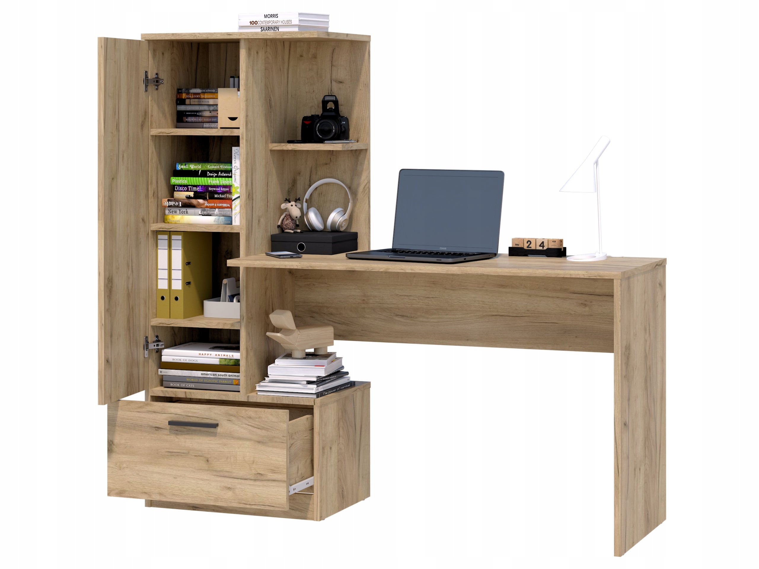 DESK WITH SCHOOL COMPUTER BOOKCASE WITH SHELVES DRAWER MODERN COLORS Manufacturer code PBREGCRA