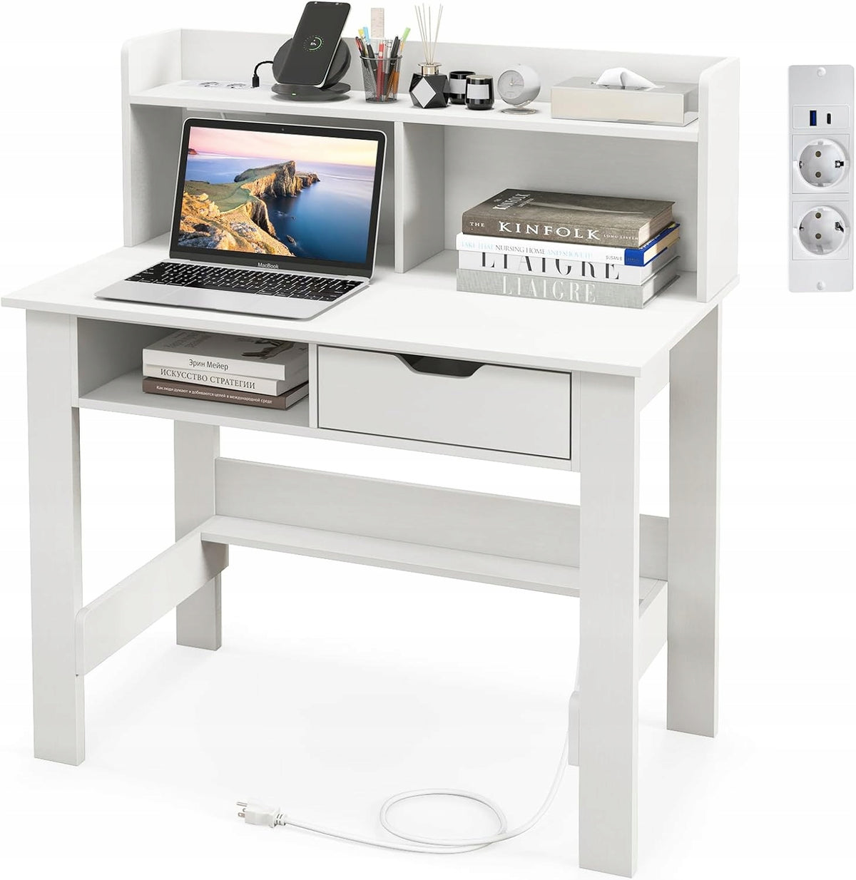 DESK WITH SOCKETS SMALL SIMPLE GAMING IDEAL FOR SMALL ROOMS