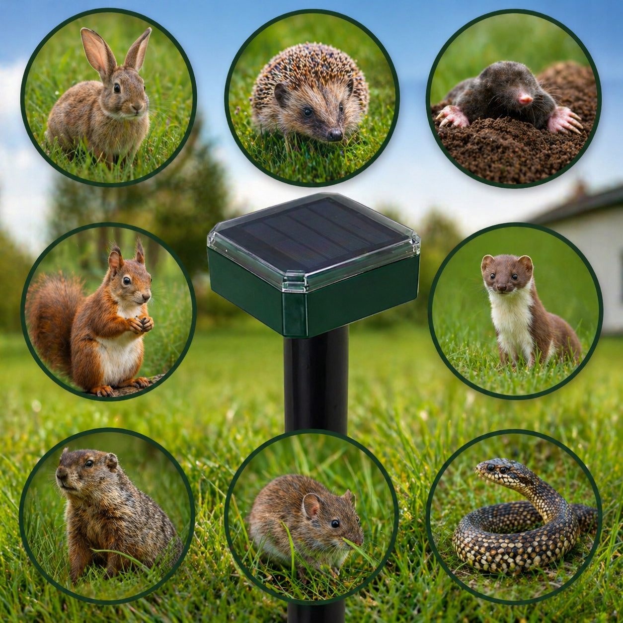DETERRENT FOR MOLES VOLES MICE MARTENS RODENTS SOLAR VIBRATION 850m² EAN (GTIN) 5906284255141