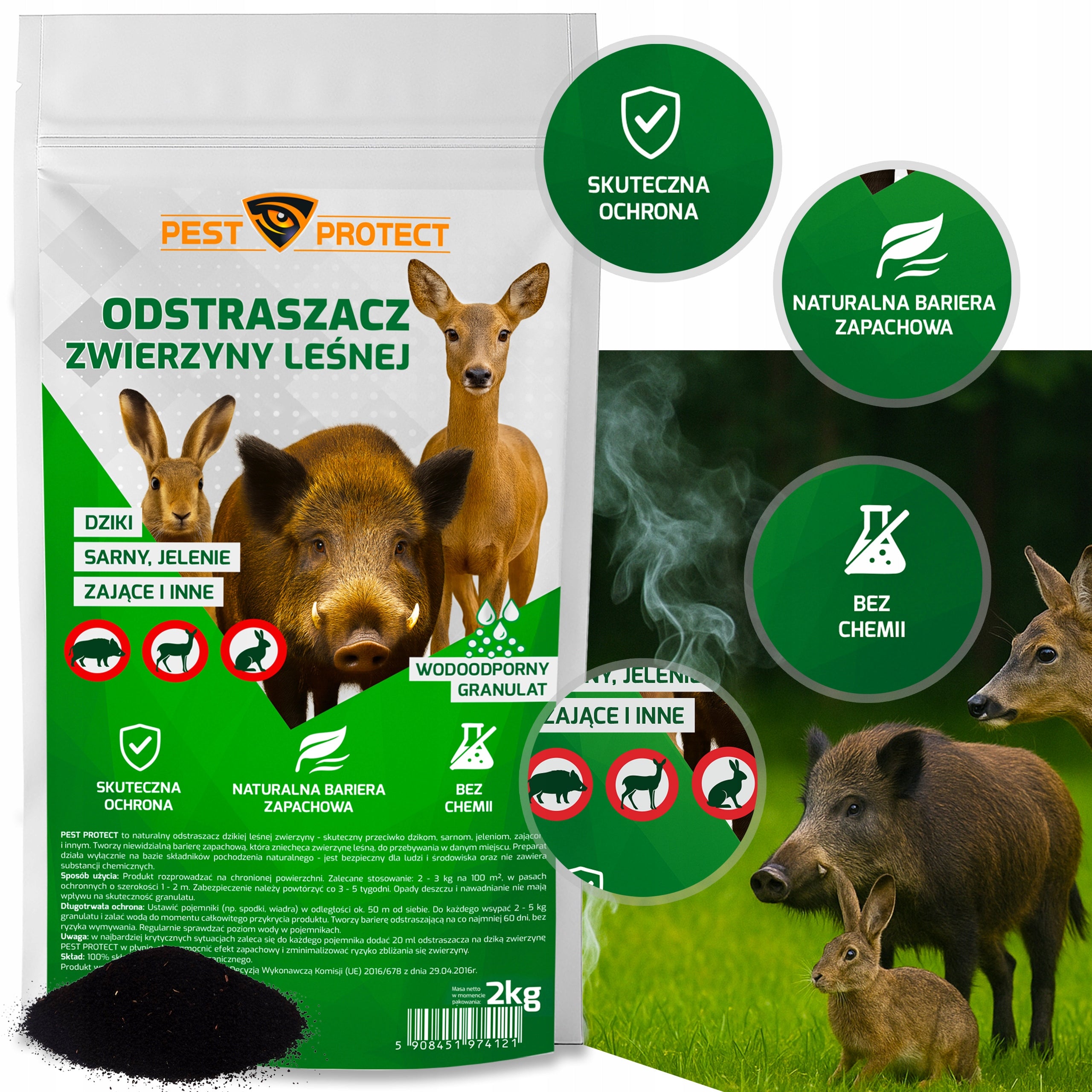 DETERRENT REMEDY FOR WILD ROE DEER HARE GRANULES PEST PROTECT Packaging status original