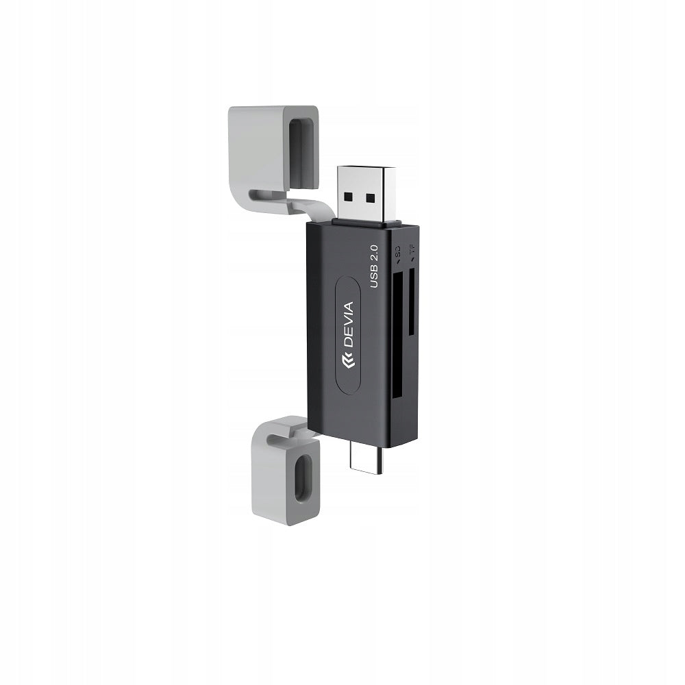 DEVIA CARD READER 2IN1 EL239 USB/USB-C 2.0 BLACK Manufacturer Devia