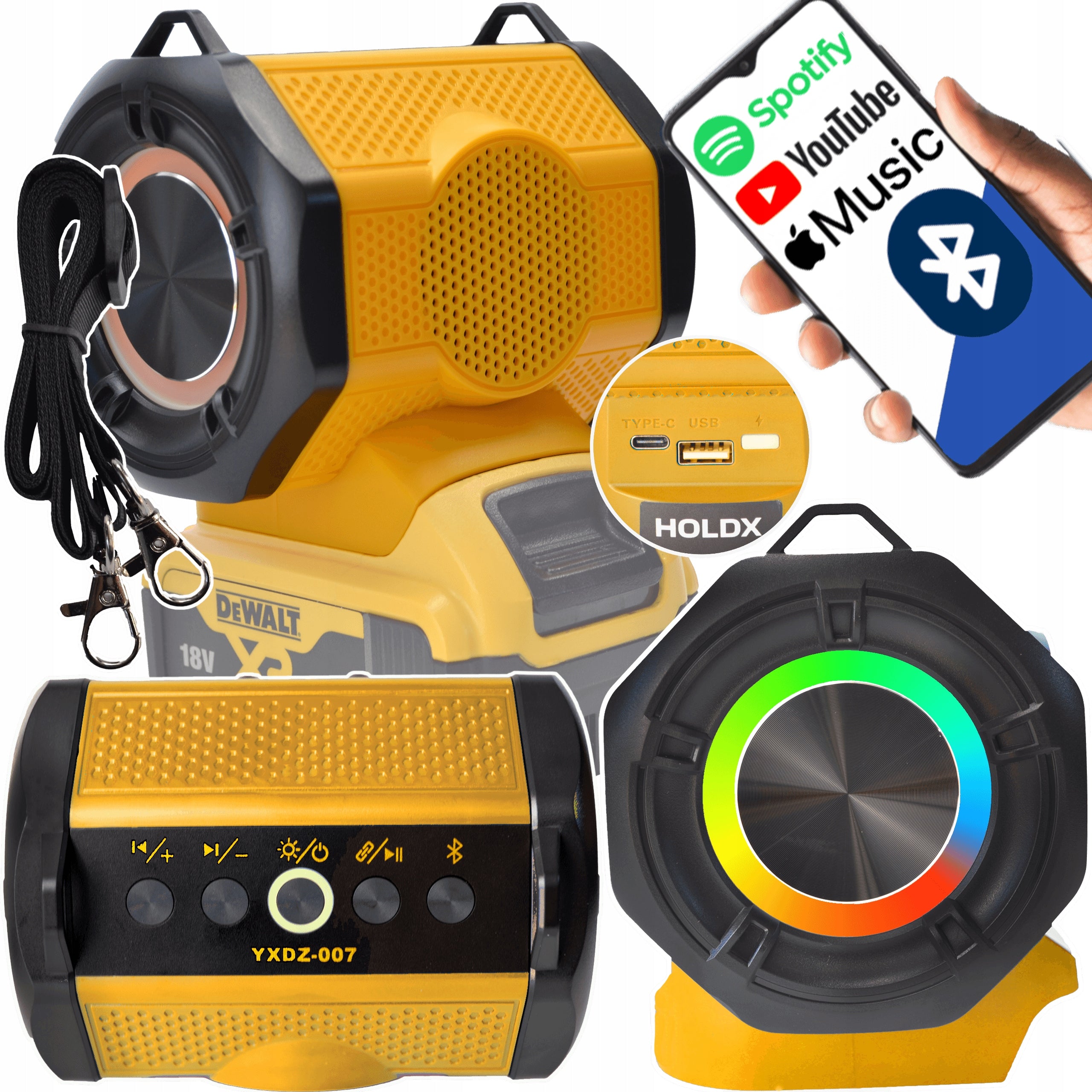 DEWALT BLUETOOTH BATTERY SPEAKER 18V 20V BATTERY FOR BUILDING STRONG