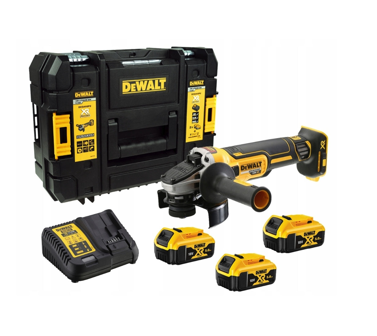 DEWALT CORDLESS ANGLE GRINDER 18V 3x5AH DCG405P3