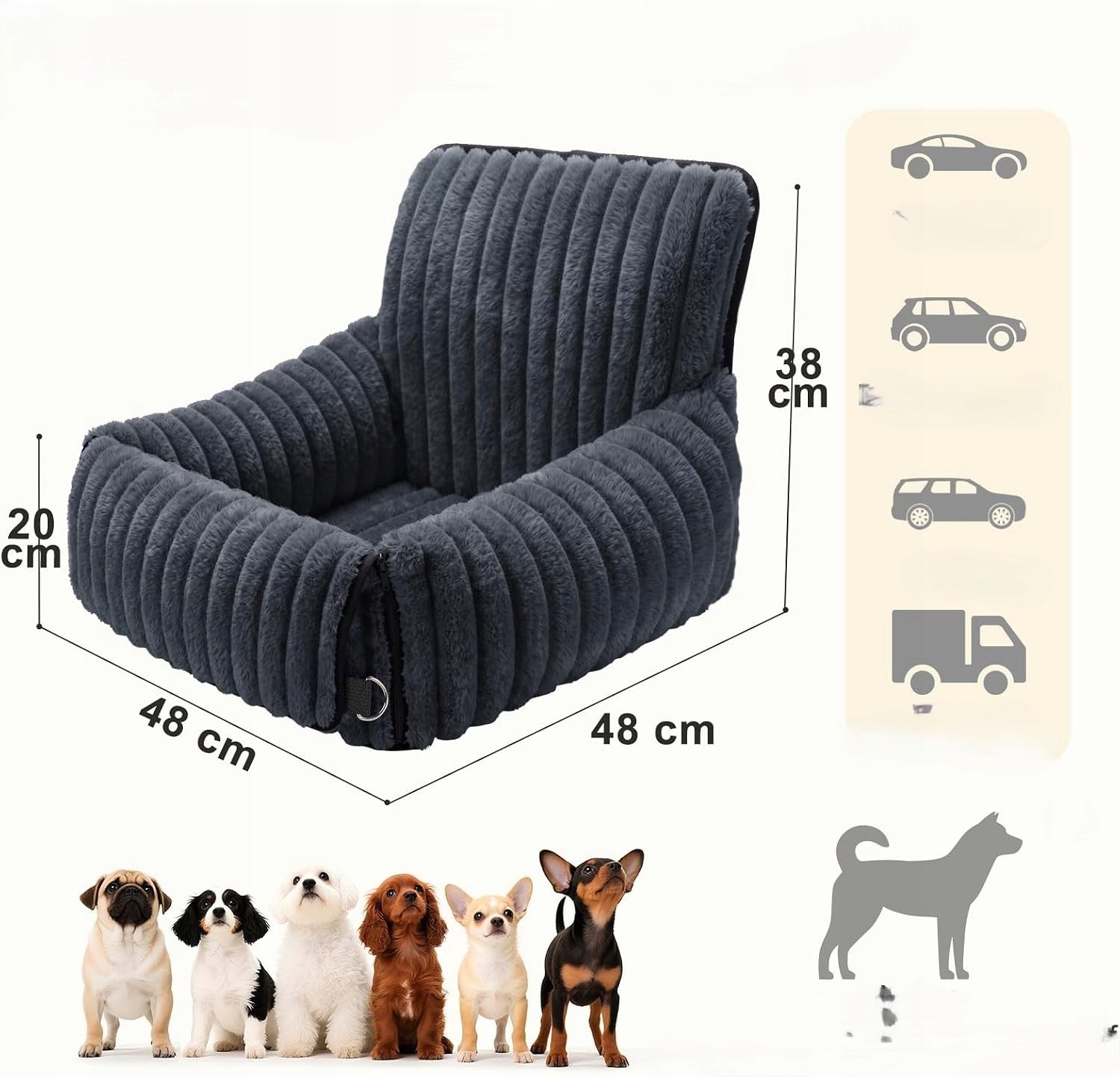 DGN-GL Car Seat for Dog Bed up to 11kg 48x48x38 cm Main material fabric