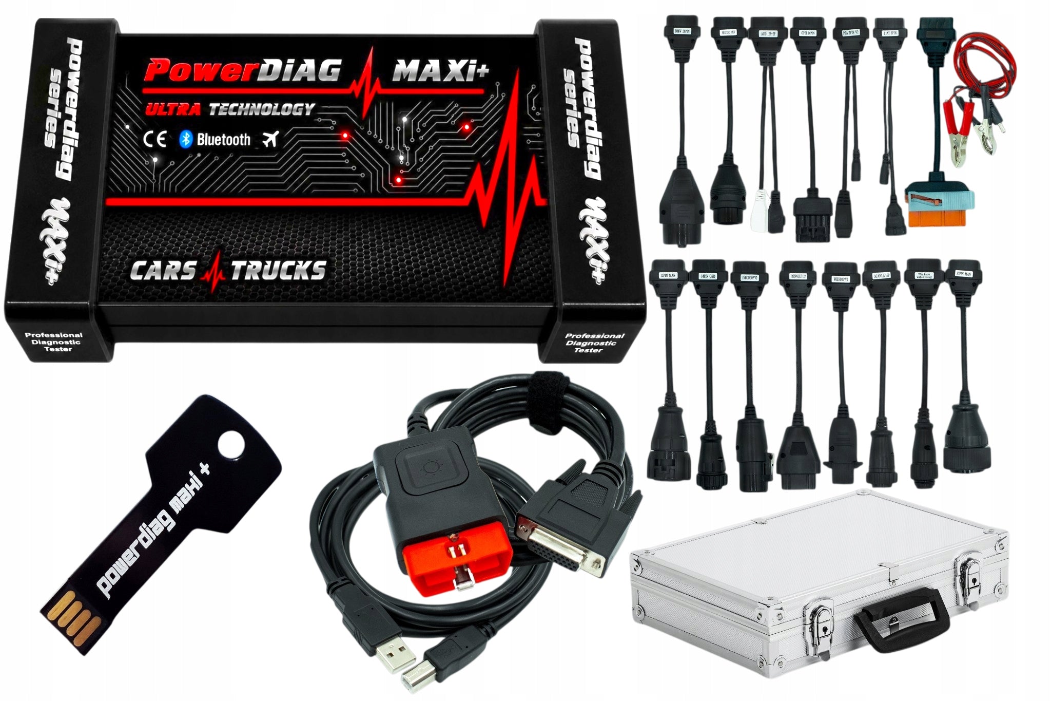 DIAGNOSTIC COMPUTER POWERDIAG MAXI+ ULTRA SCANNER 2026 + 8 PERSONAL CABLES