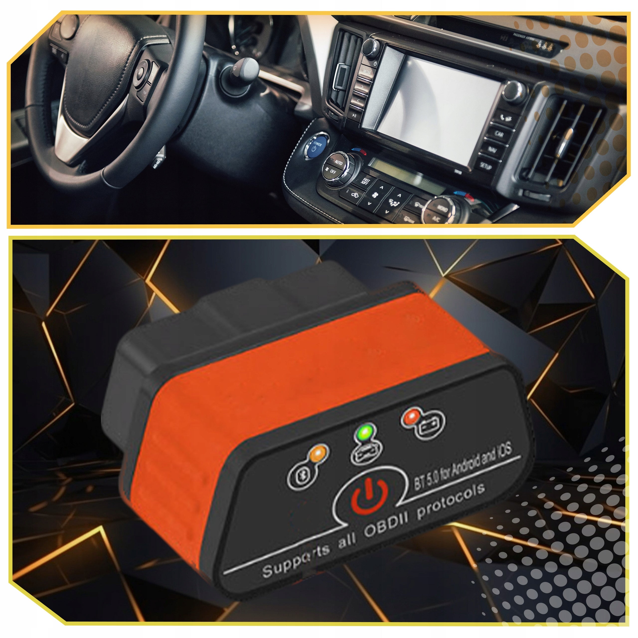 DIAGNOSTIC INTERFACE ELM327 OBD2 Android/iOS Bluetooth 5.0 Manufacturer code Interfejs diagnostyczny iCar2 ELM327