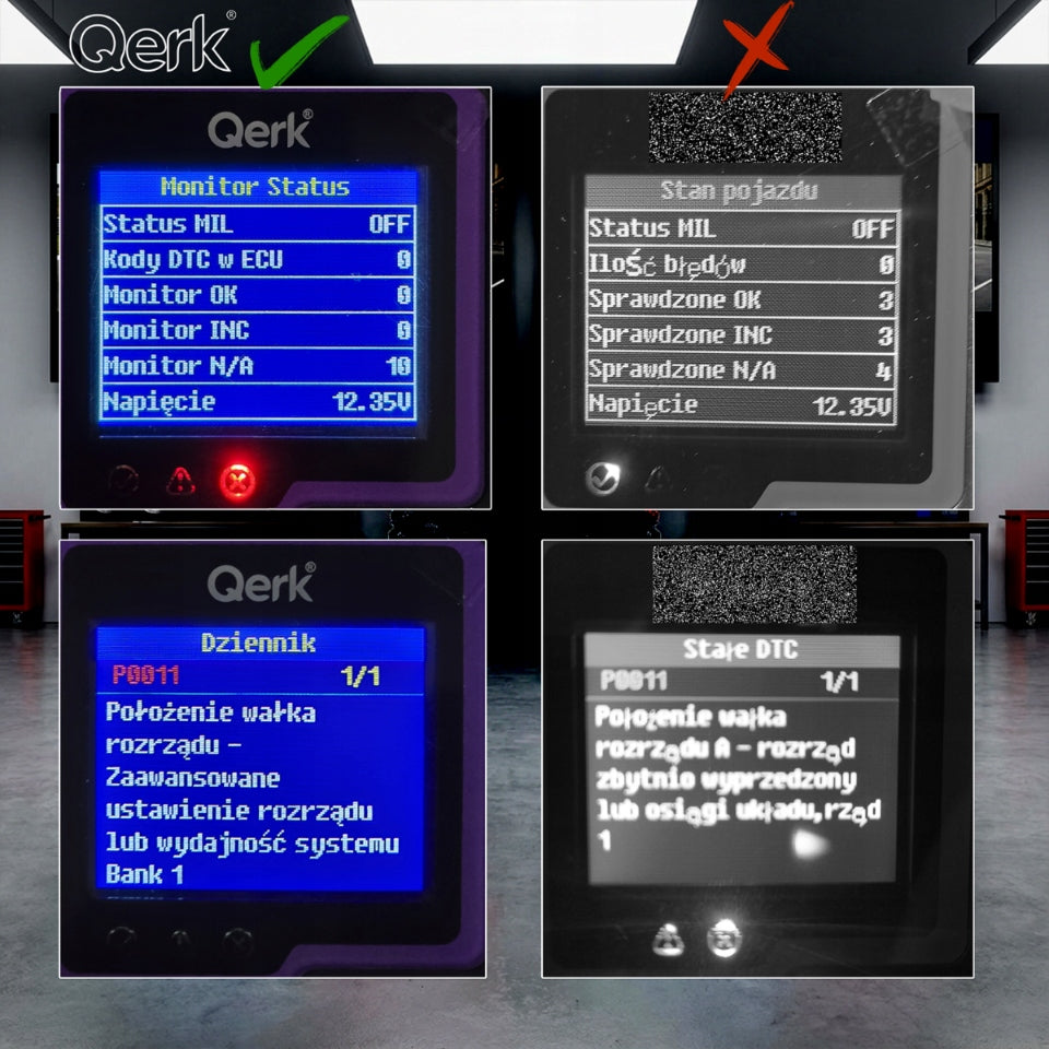 DIAGNOSTIC INTERFACE OBD2 TESTER POLISH MENU COLOR SCREEN QERK T51 Batteries included no
