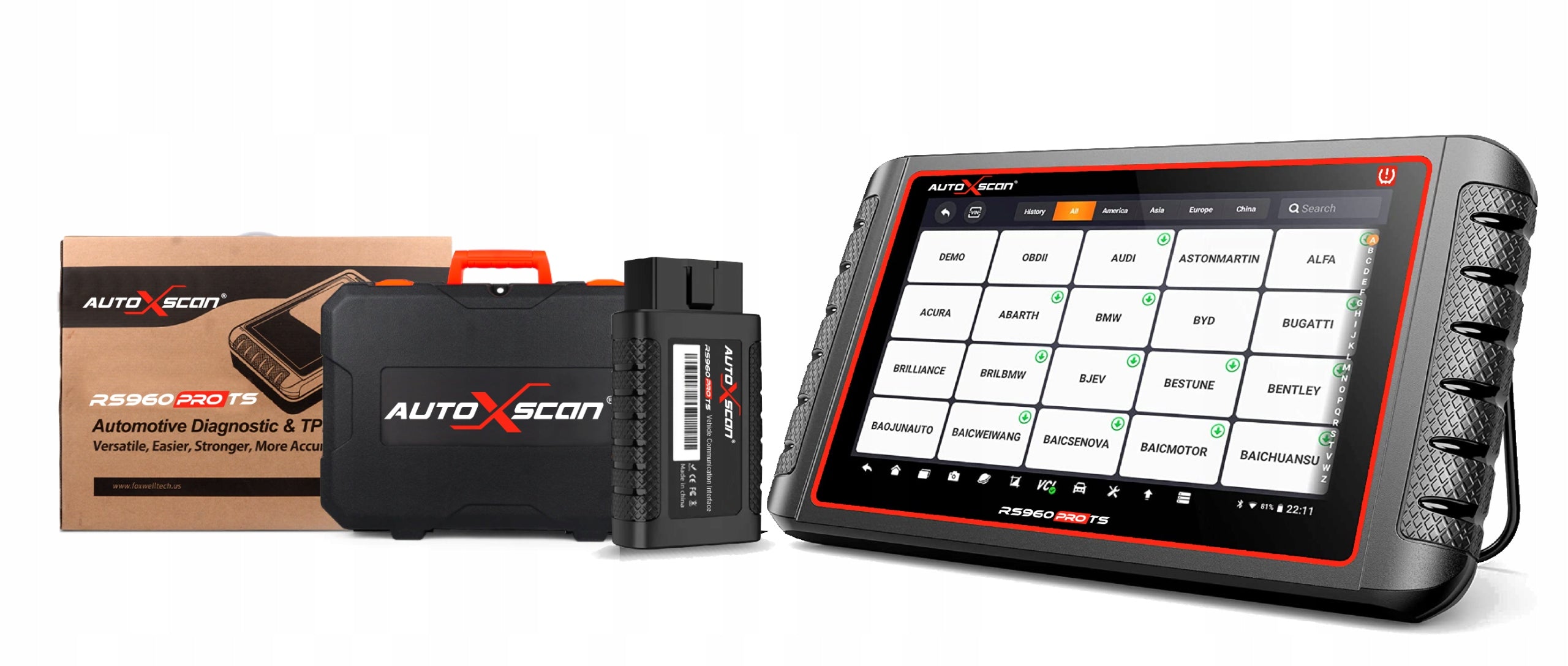 DIAGNOSTIC TESTER AUTOXSCAN RS960 PROTS 3-Years Updated + 4X TPMS SENSOR Manufacturer code RS960PROTS