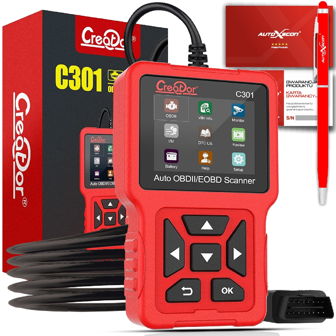 DIAGNOSTIC TESTER CREATOR C301 Polish LANGUAGE all cars OBD2