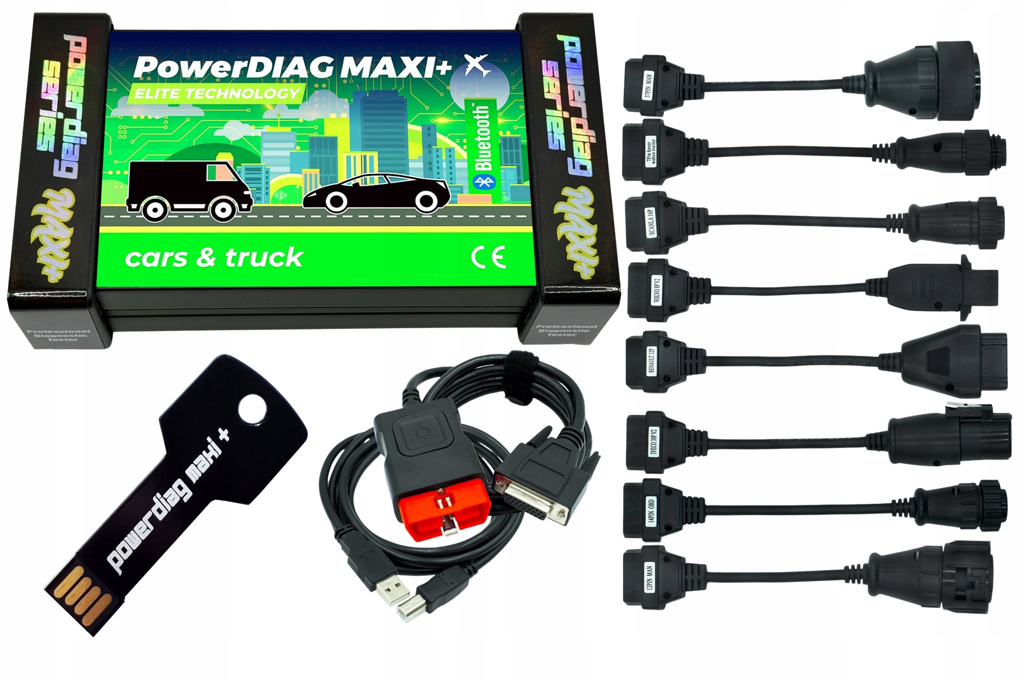 DIAGNOSTIC TESTER ELITE 2026 +8 TRUCK CABLES DAF MAN SCANIA IVECO PL