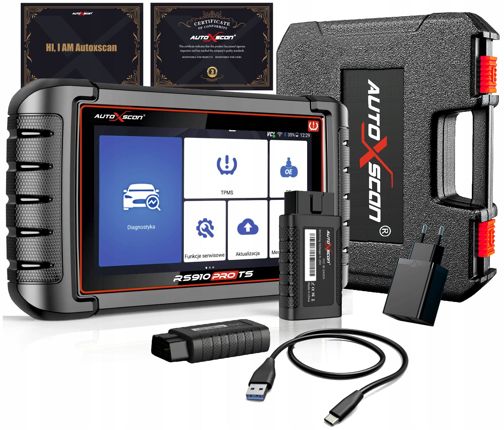 DIAGNOSTIC TESTER RS910PROTS V3+TPMSx4 TECHNICAL SENSORS Polish Manufacturer code RS91OPROTSV3+ 4 CZUJNIKI TPMS