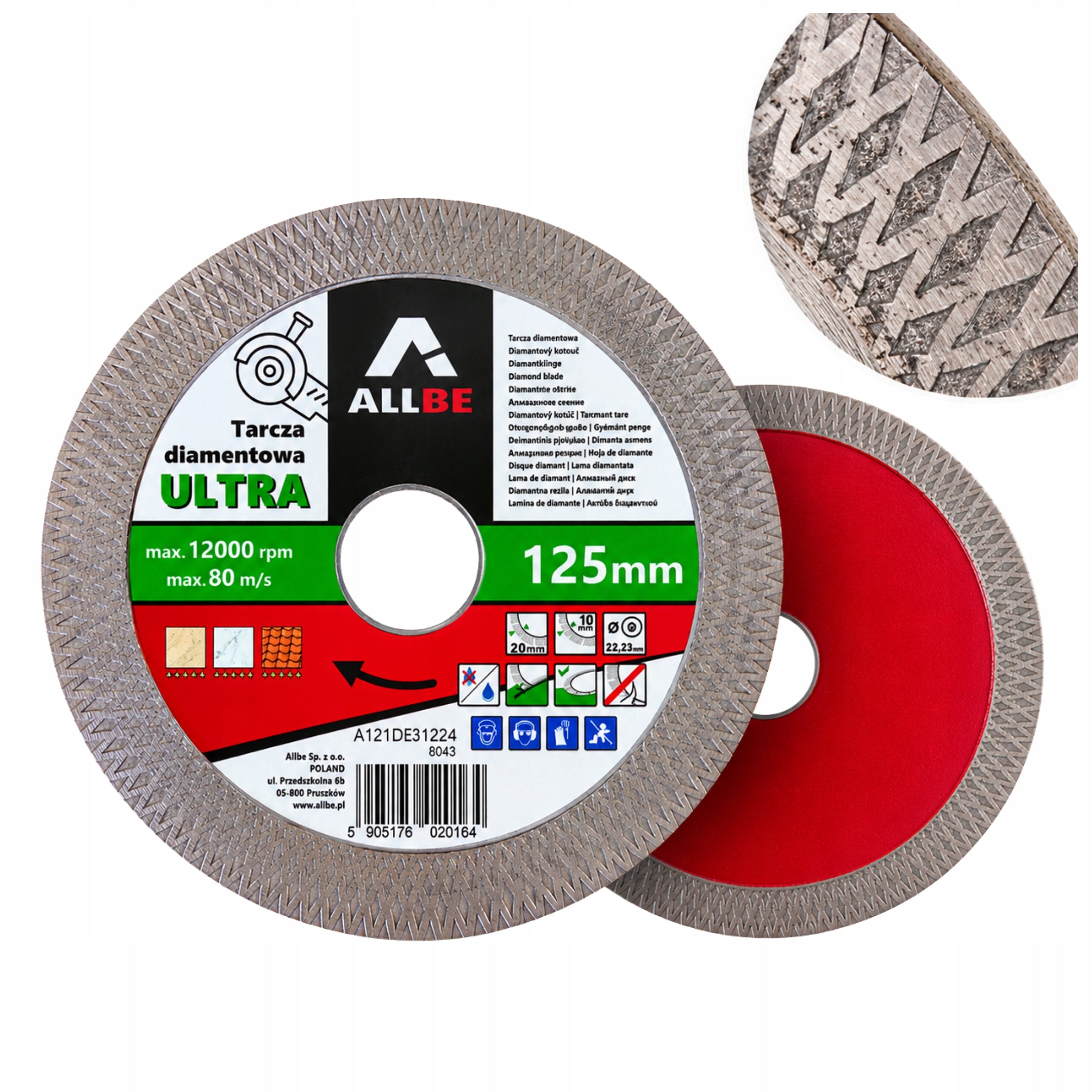 DIAMOND BLADE 125mm FOR STONEWARE CUTTING TILES AND GRINDING CERAMIC 45°