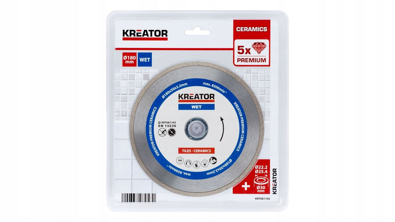 DIAMOND BLADE FOR CUTTING STONEWARE CERAMIC TILES 180MM KREATOR Brand Kreator