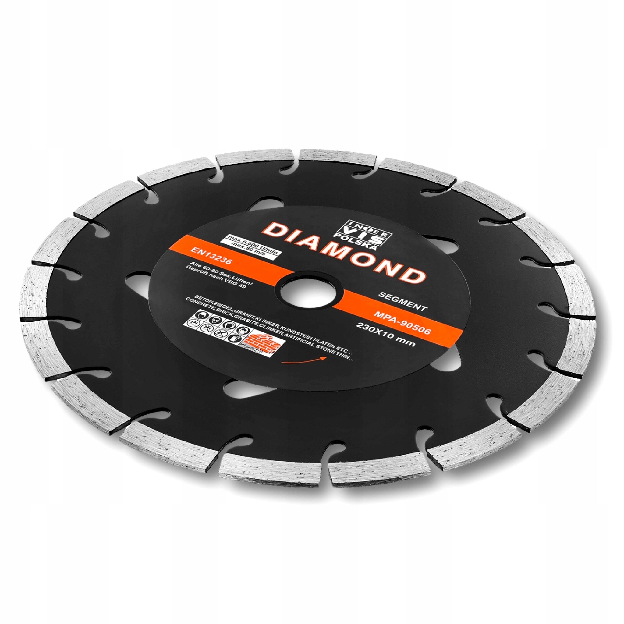 DIAMOND DISC FOR CUTTING CONCRETE CUBES SEGMENT 230x22 mm Brand Inter-Vis