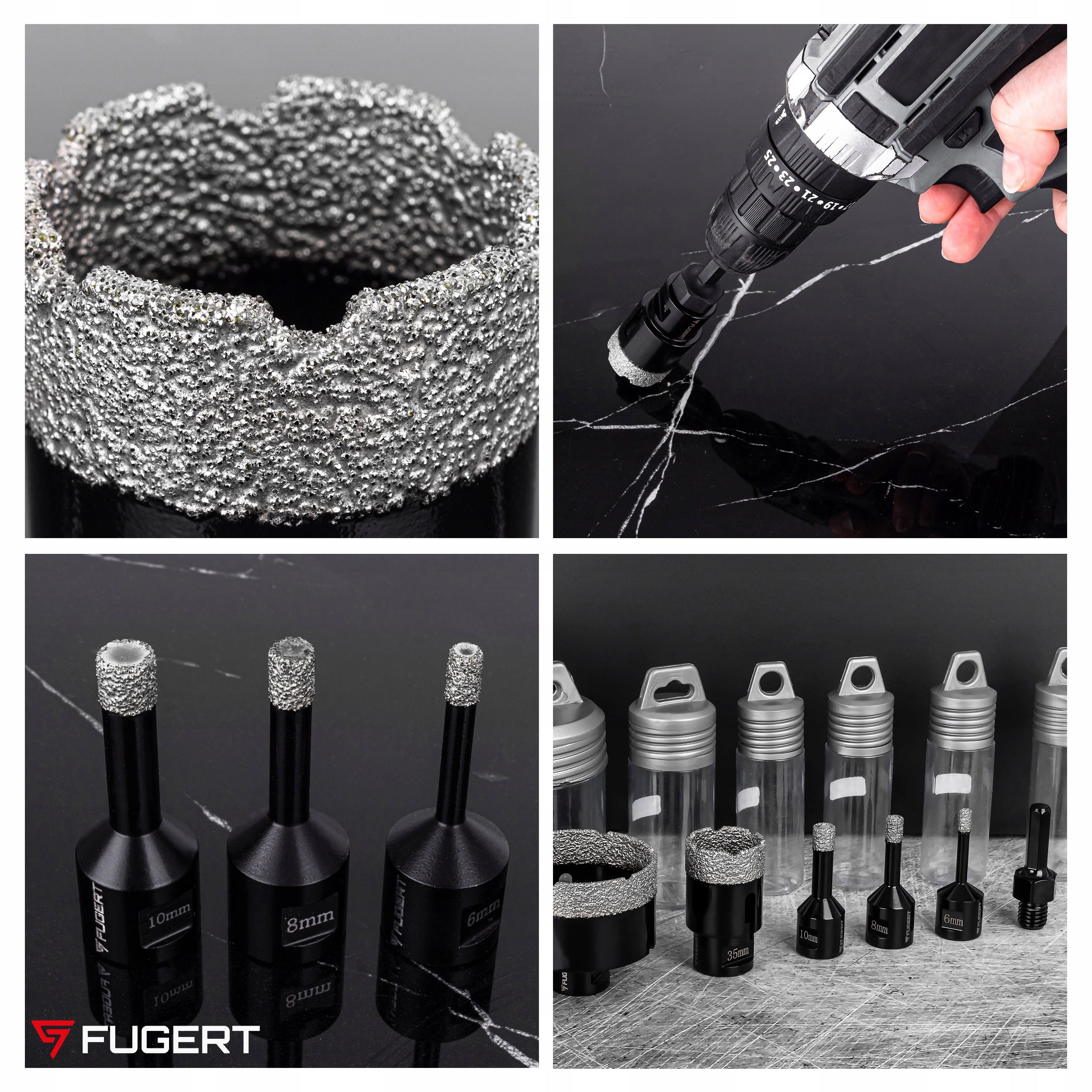 DIAMOND FORAMINIFERA FOR STONEWARE DRILL SET FORAMINIFERA M14 6-68MM + ADAPTER Brand FUGERT
