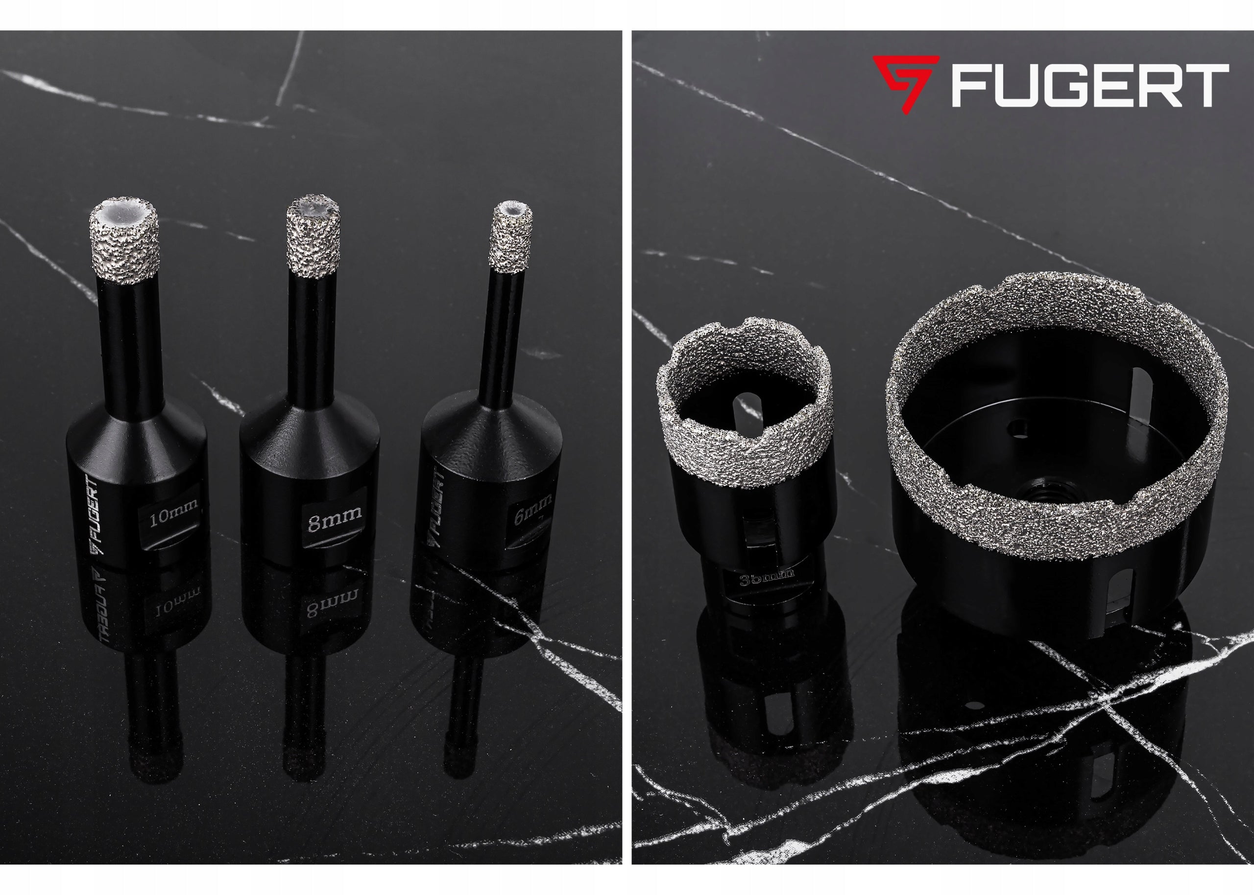 DIAMOND FORAMINIFERA FOR STONEWARE DRILL SET FORAMINIFERA M14 6-68MM + ADAPTER Series otwornica diamentowa do betonu płytek