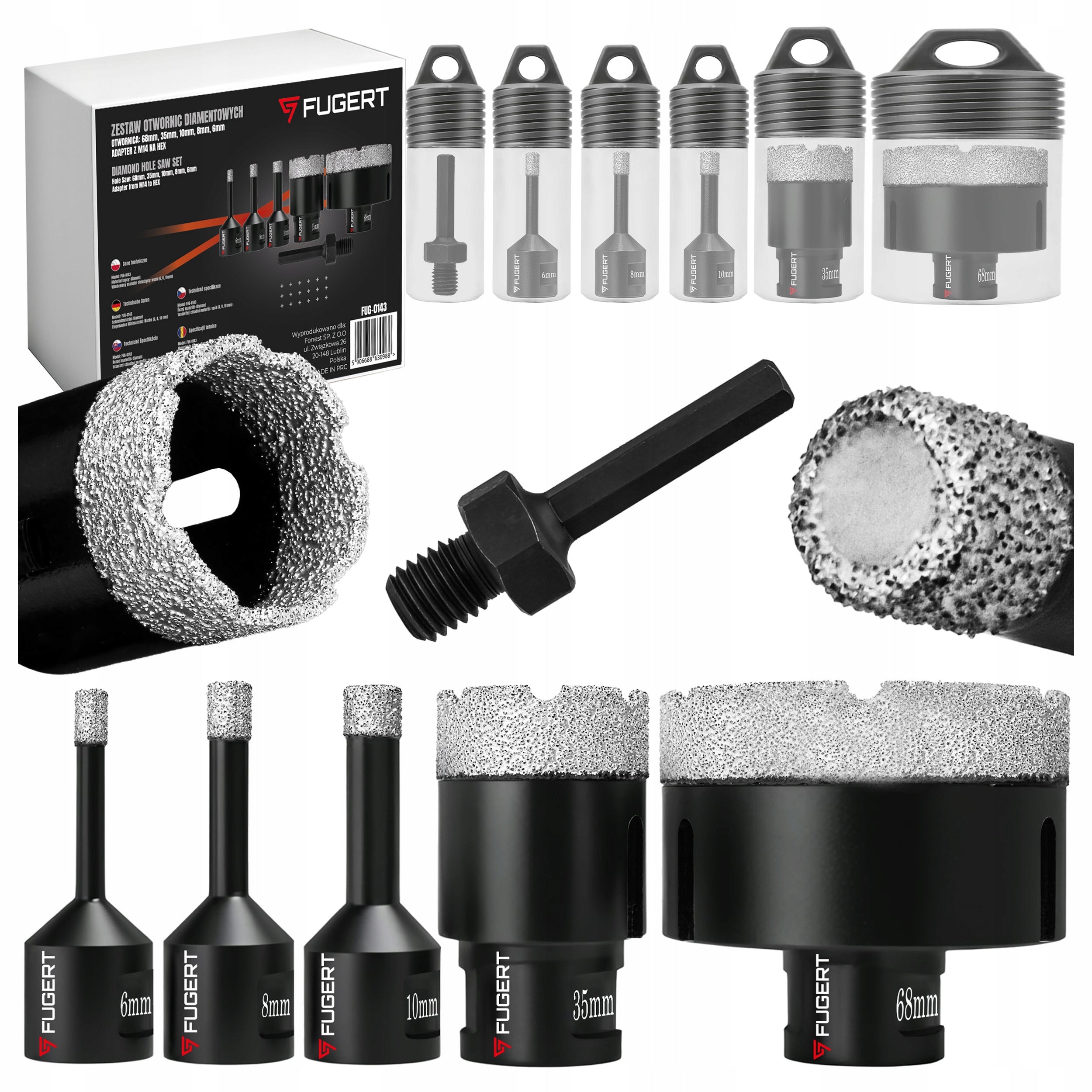 DIAMOND FORAMINIFERA FOR STONEWARE DRILL SET FORAMINIFERA M14 6-68MM + ADAPTER