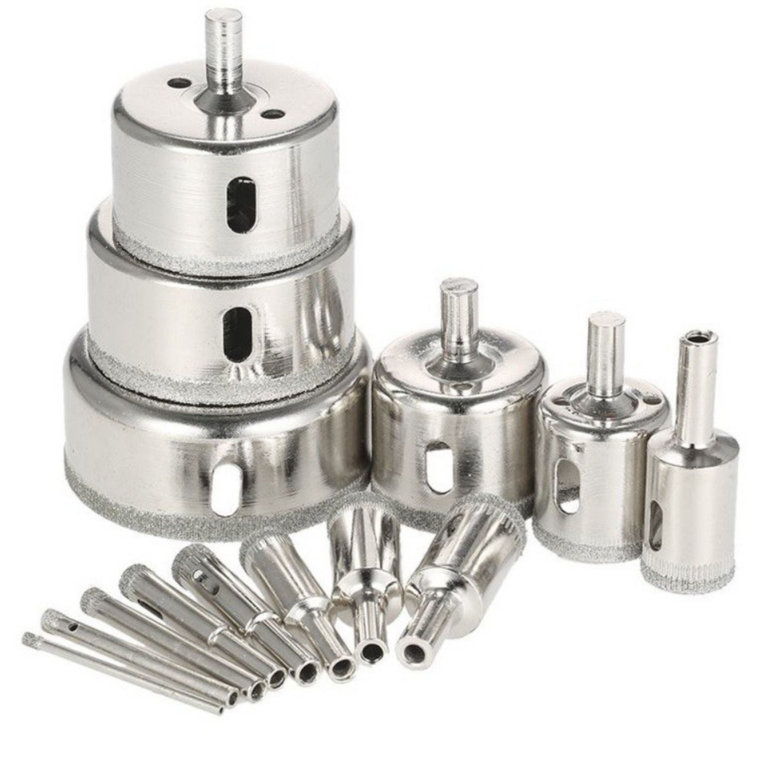 DIAMOND HOLE SAWS FOR GLASS STONEWARE LACE SET 14 pcs 6-70mm Manufacturer code 478