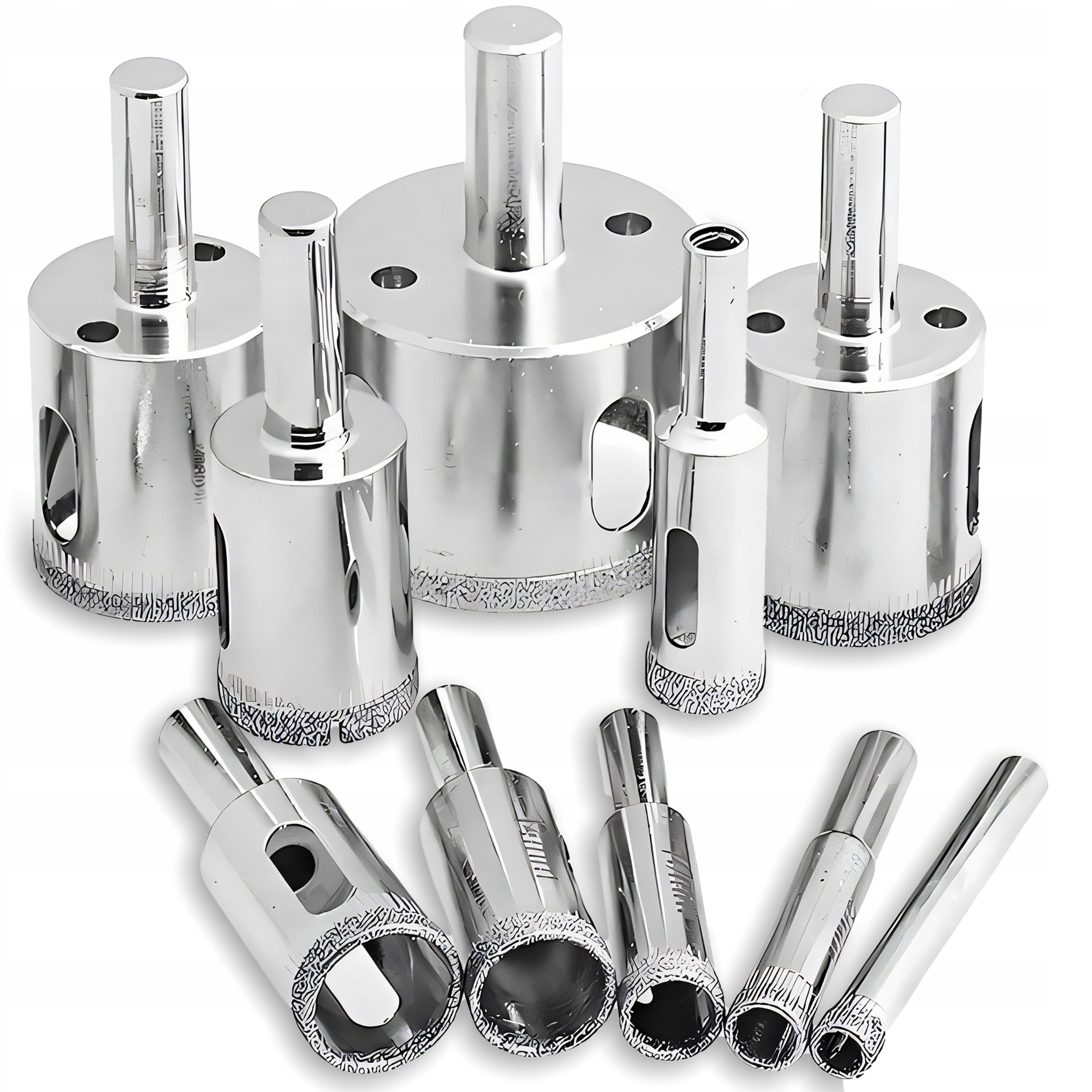 DIAMOND HOLE SAWS FOR GLASS STONEWARE LACE SET OF 10 pcs 6-68mm Packaging status original