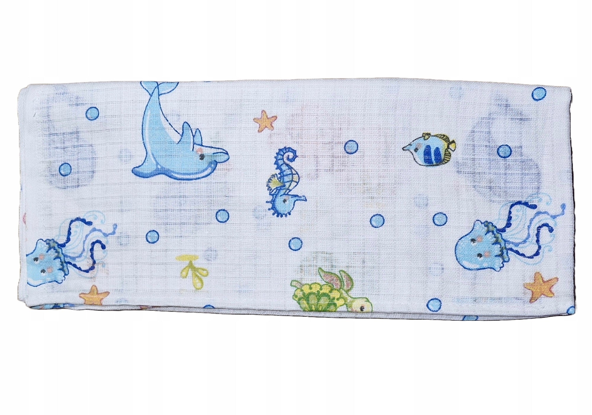 DIAPER COLORFUL 70x80 cotton DOLPHIN blue