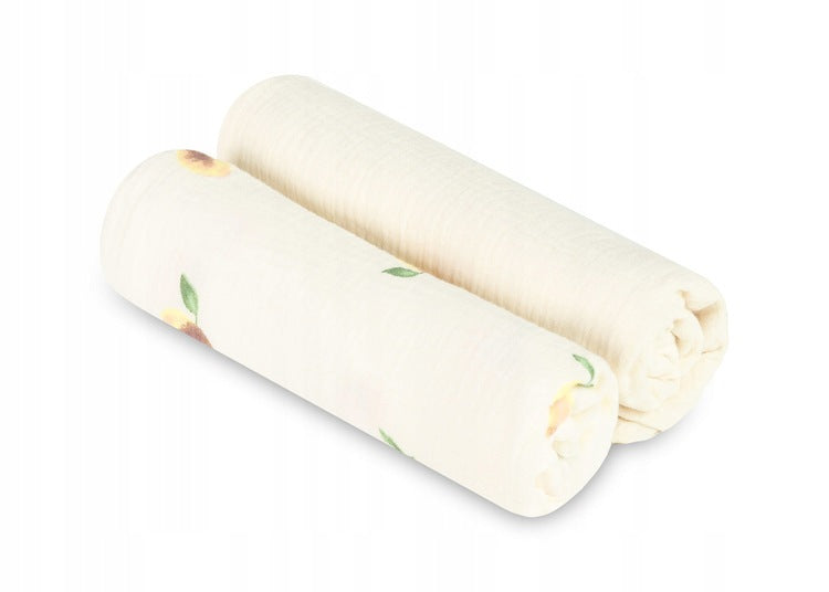 DIAPER MUSLIN CROCHETED 60X75 2-PACK PEACH CREAM